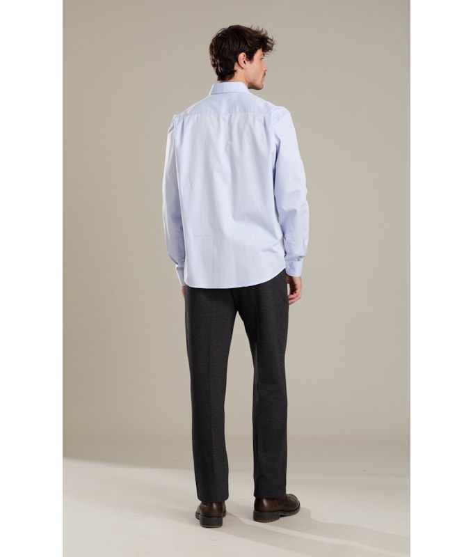 Camisa Twill Ml Azul Medio