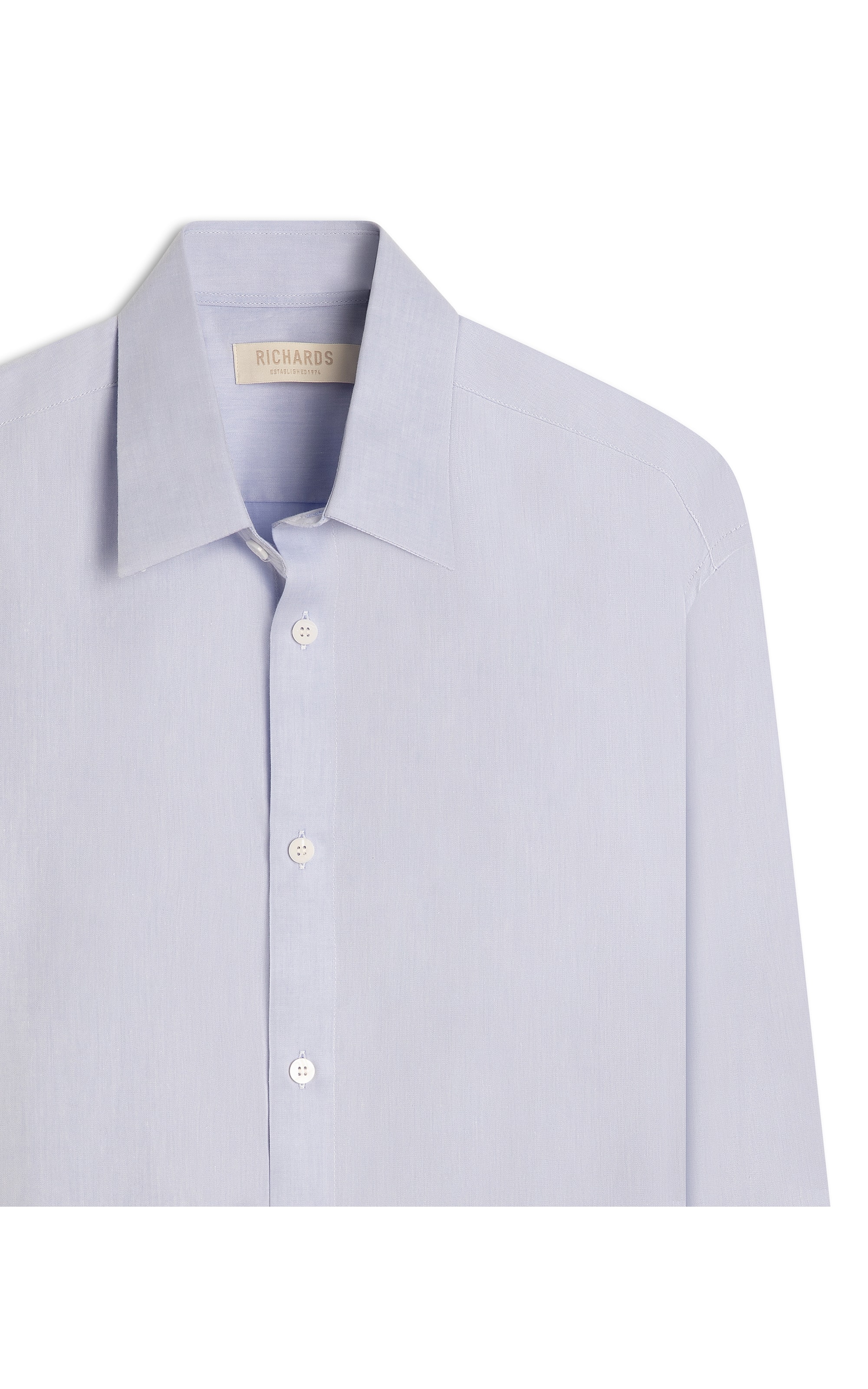 Camisa Twill Ml Azul Medio