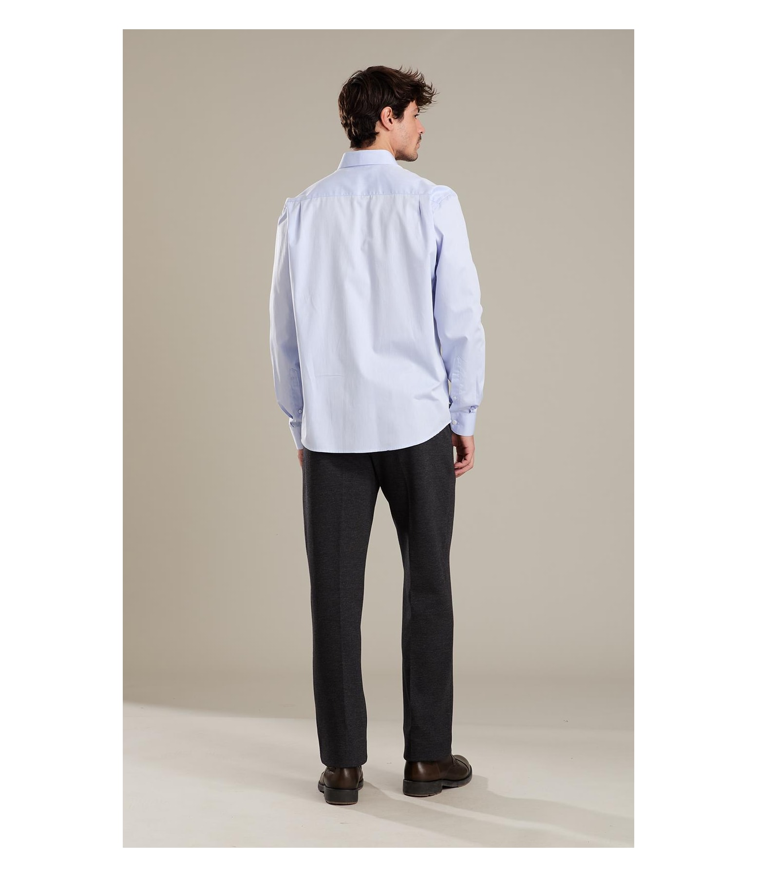 Camisa Twill Ml Azul Medio