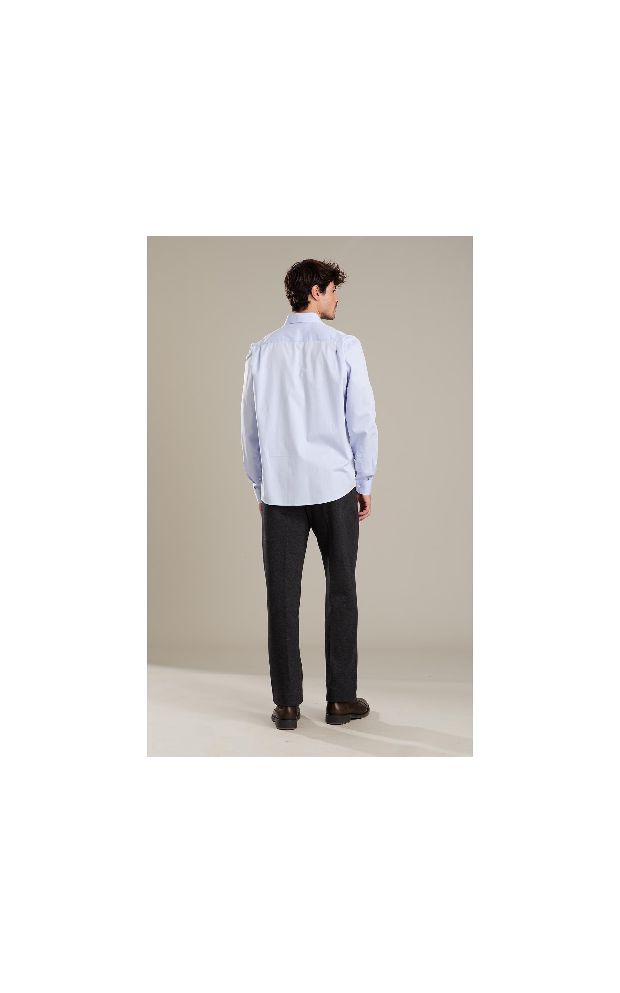 Camisa Twill Ml Azul Medio