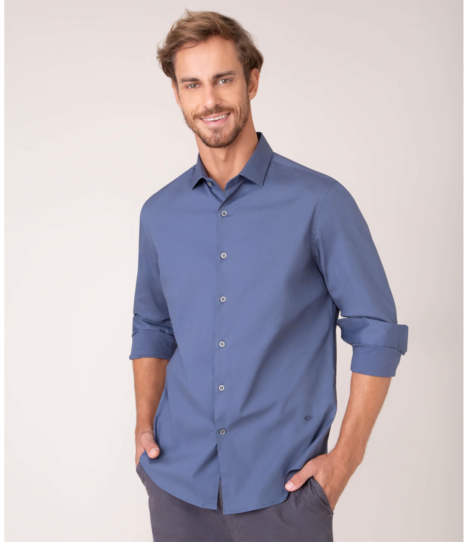 Camisa Urban Stretch Ml Azul Marinho