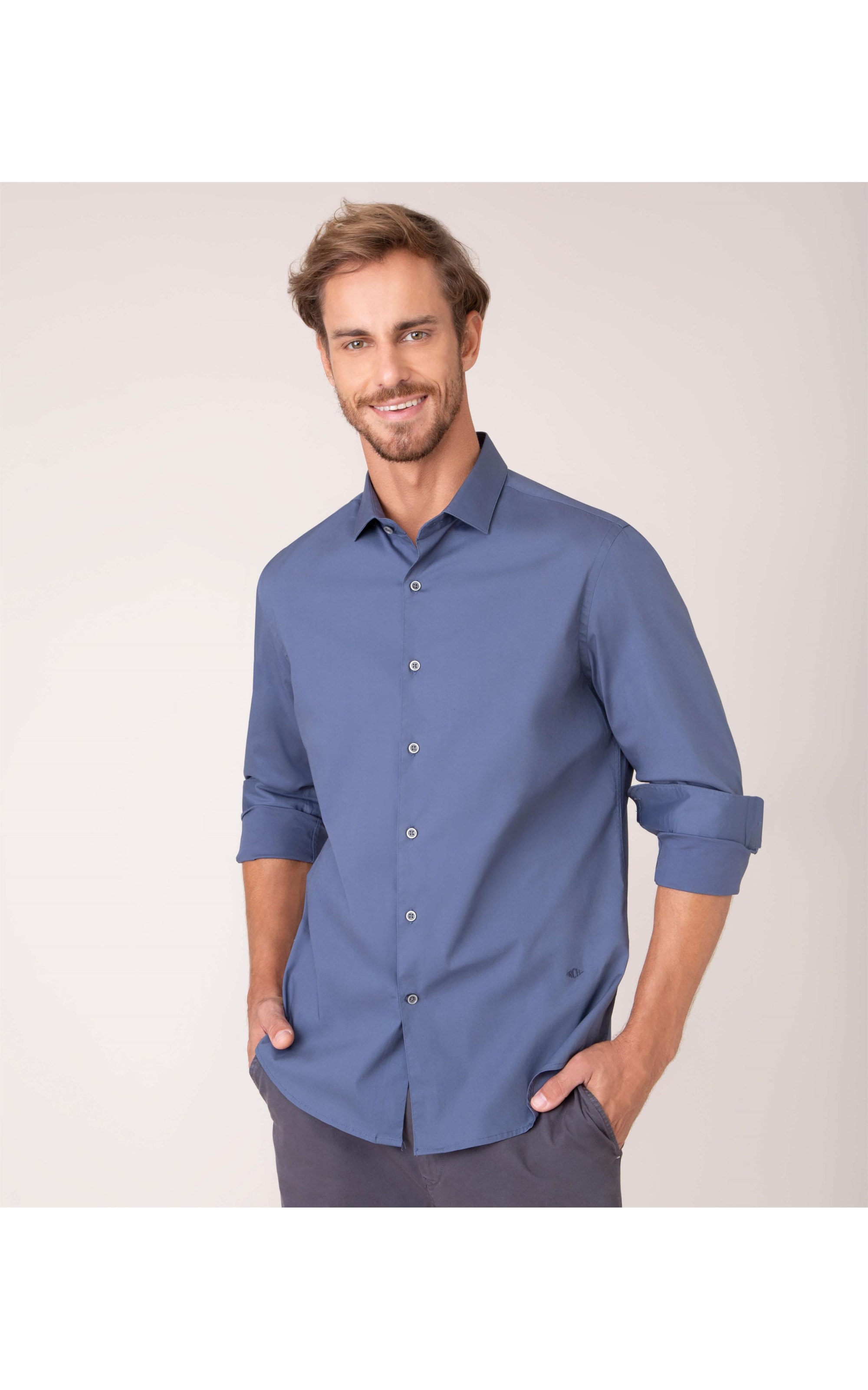 Camisa Urban Stretch Ml Azul Marinho