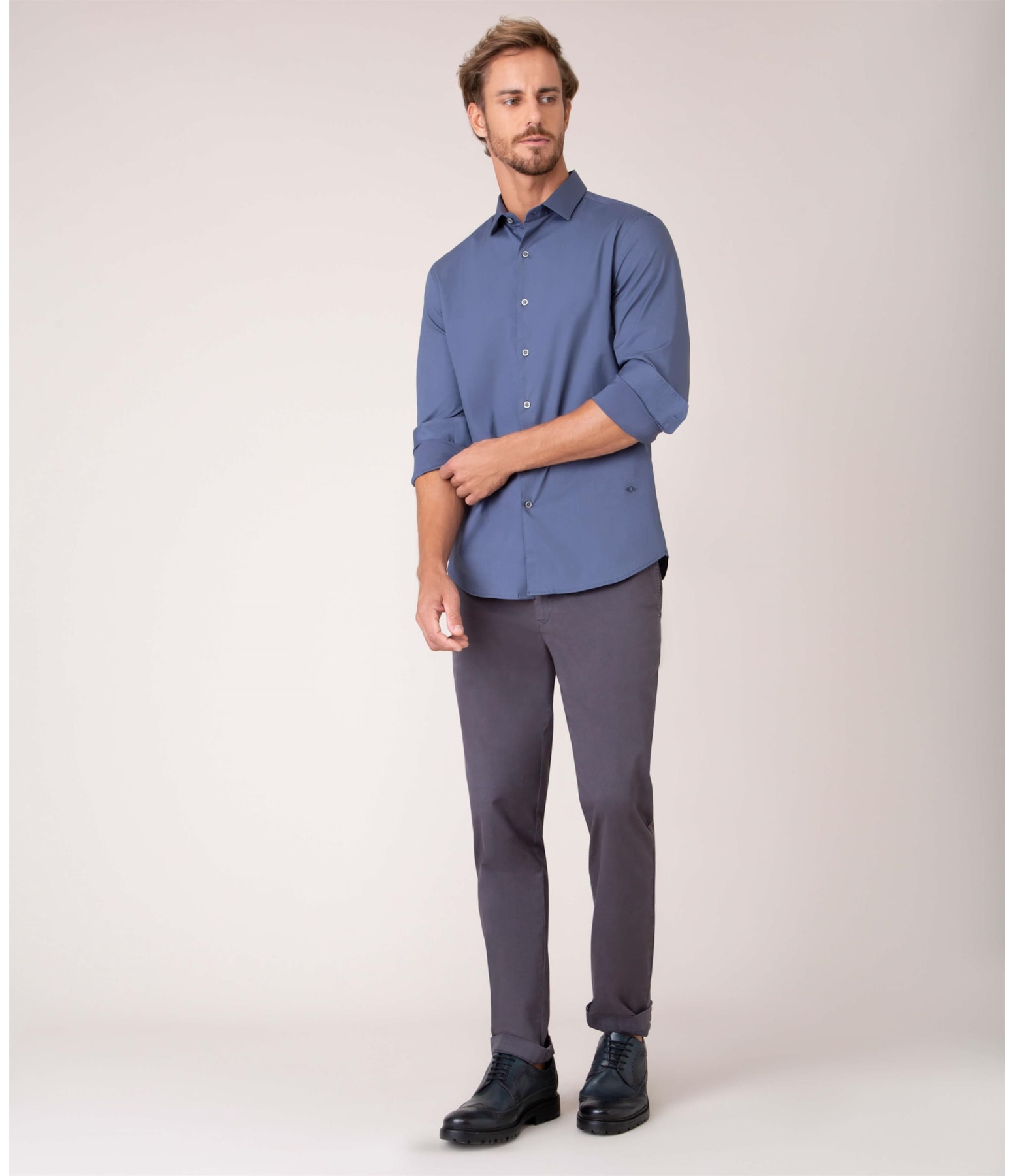 Camisa Urban Stretch Ml Azul Marinho