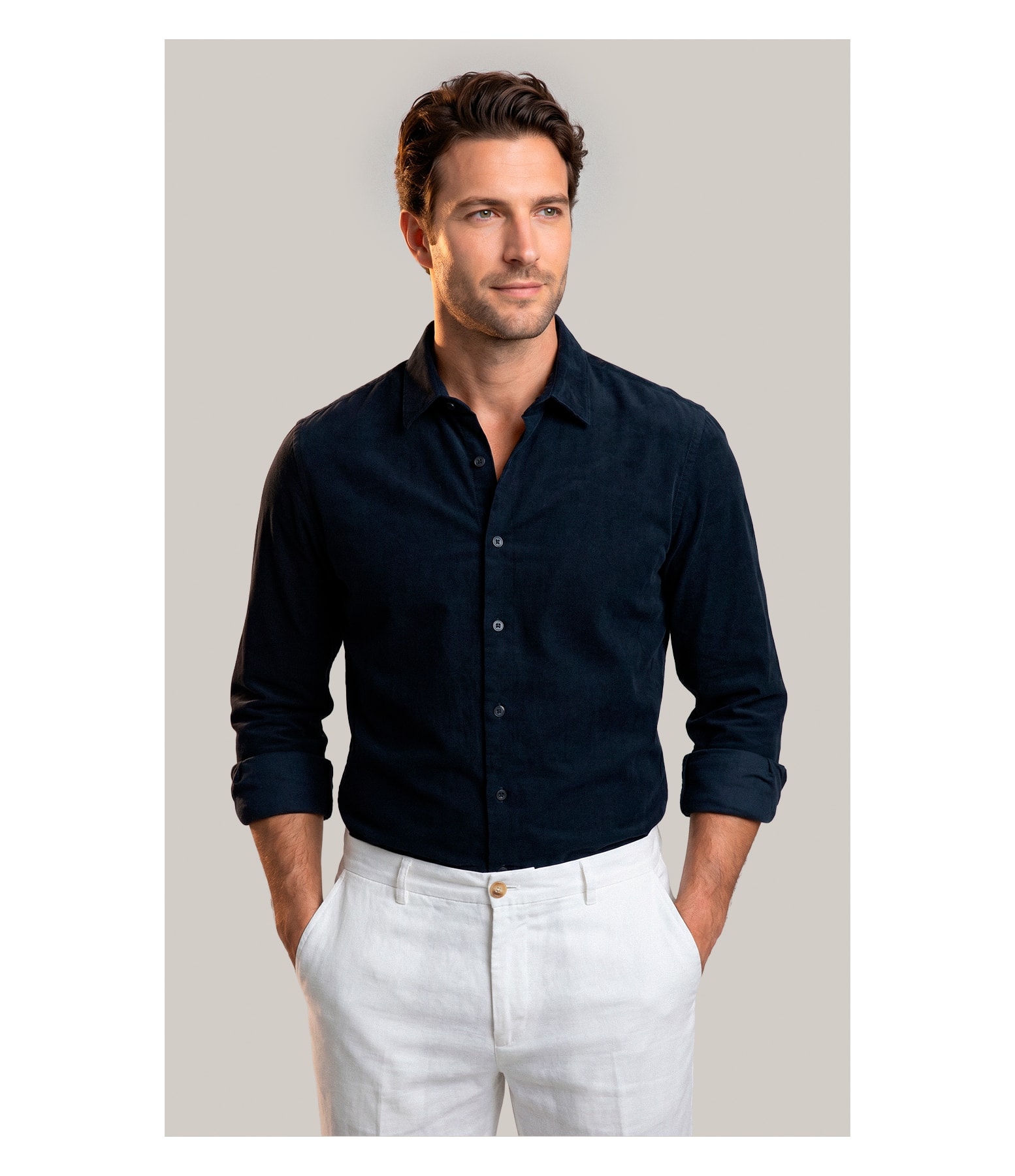 Camisa Veludo Classic Dark Navy