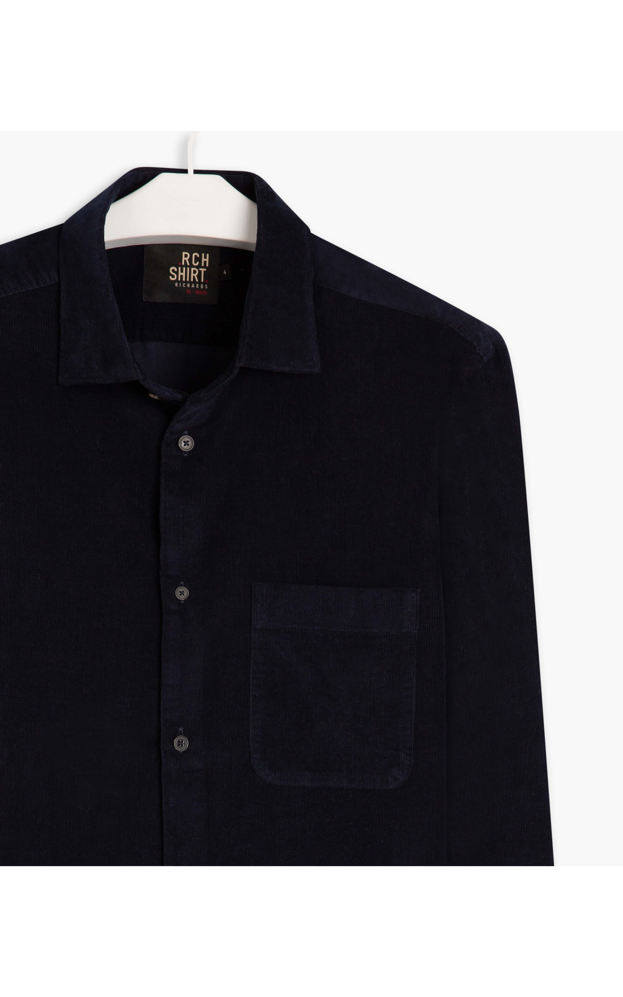 Camisa Veludo Cotele Lisa  Ml Marinho