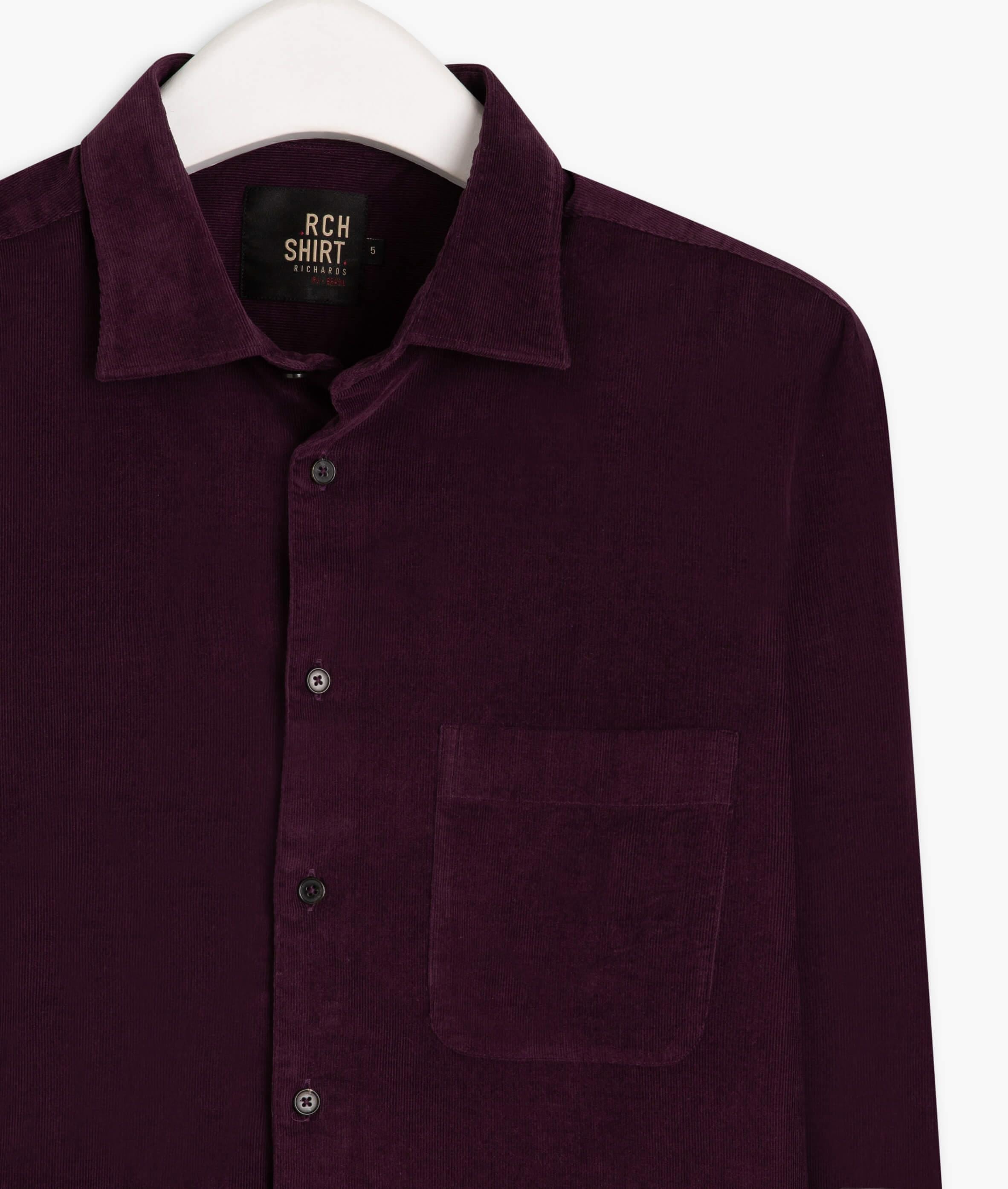 Camisa Veludo Cotele Lisa Ml Roxo