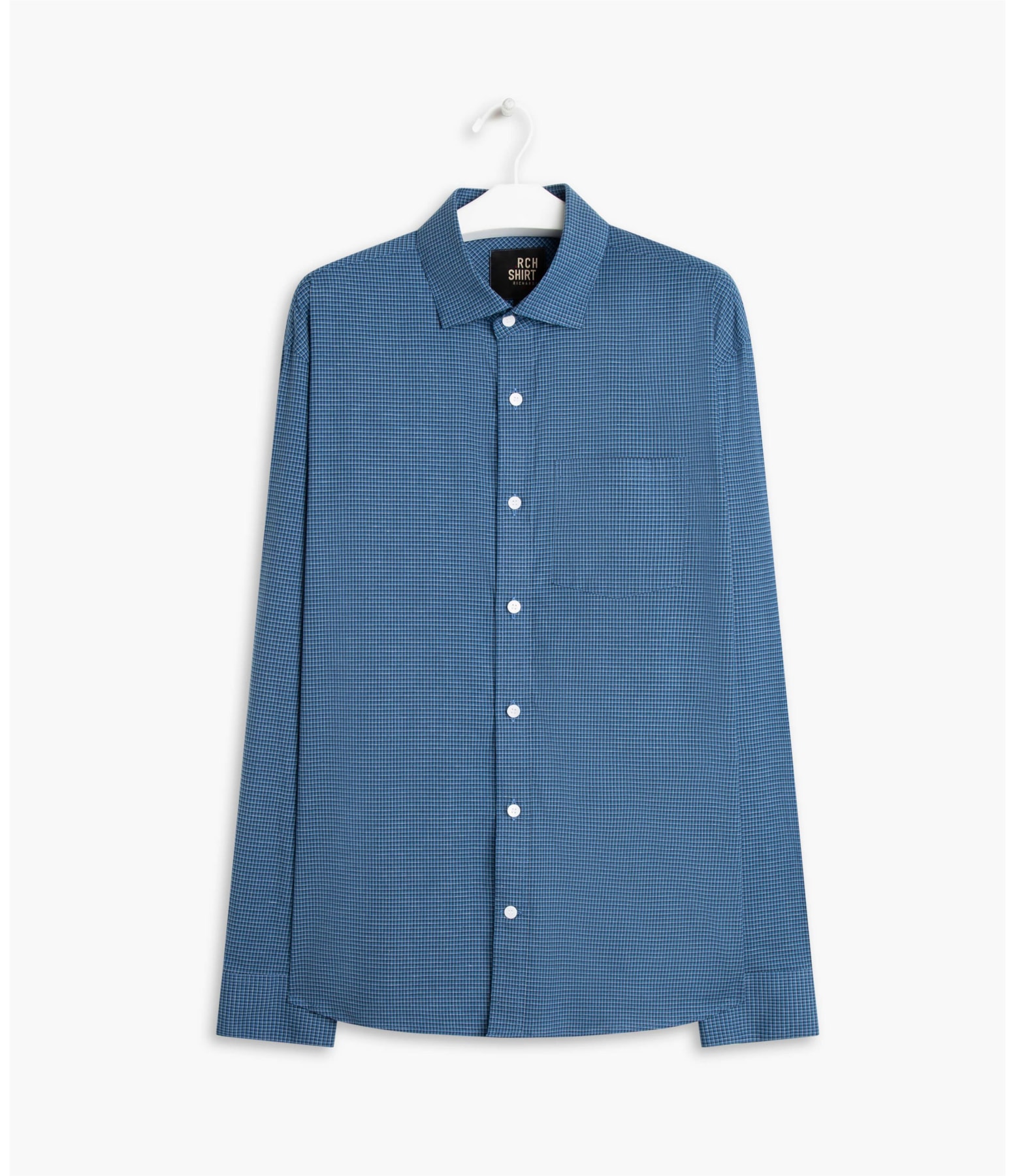 Camisa Vini Tricoline Xadrez Ml Azul Bic