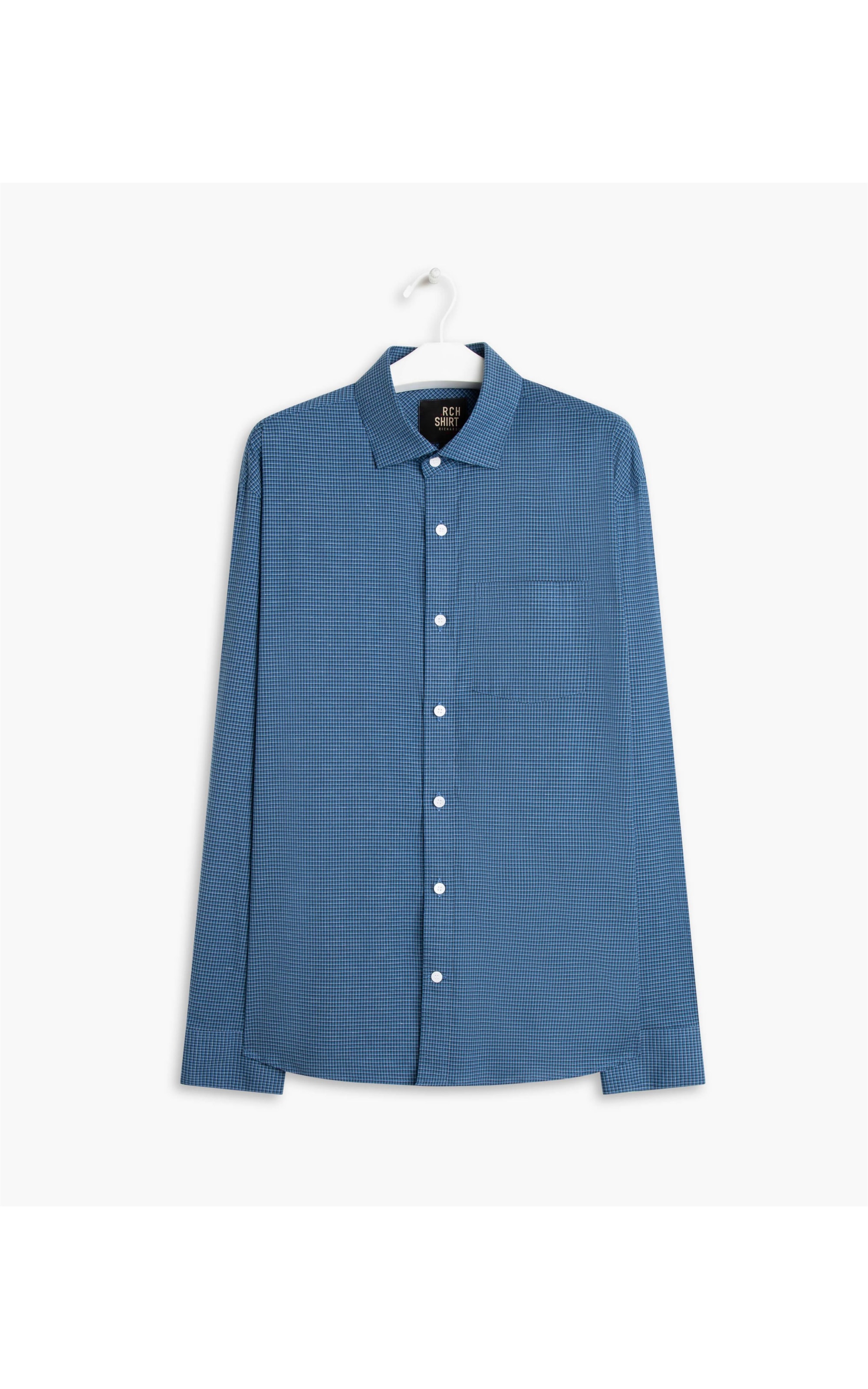 Camisa Vini Tricoline Xadrez Ml Azul Bic