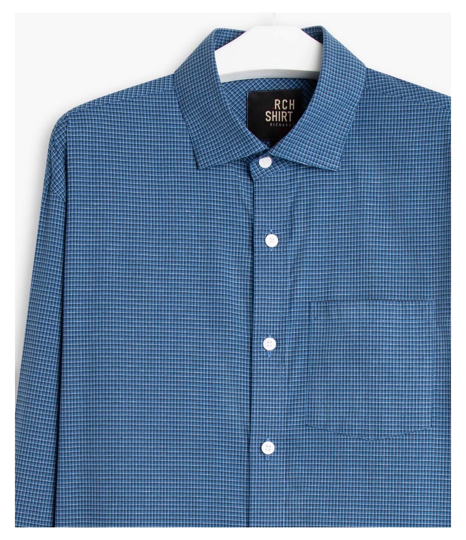 Camisa Vini Tricoline Xadrez Ml Azul Bic