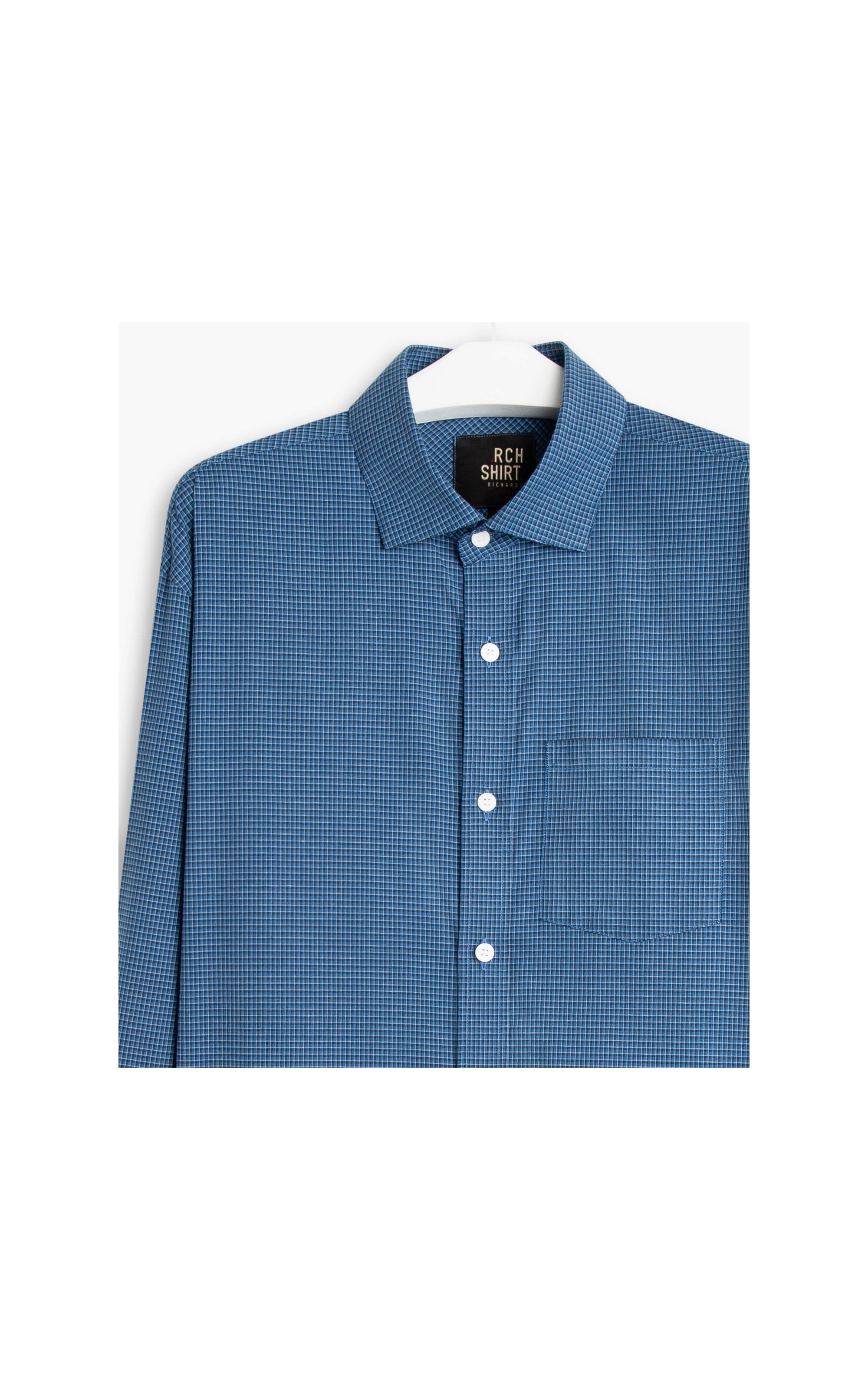 Camisa Vini Tricoline Xadrez Ml Azul Bic