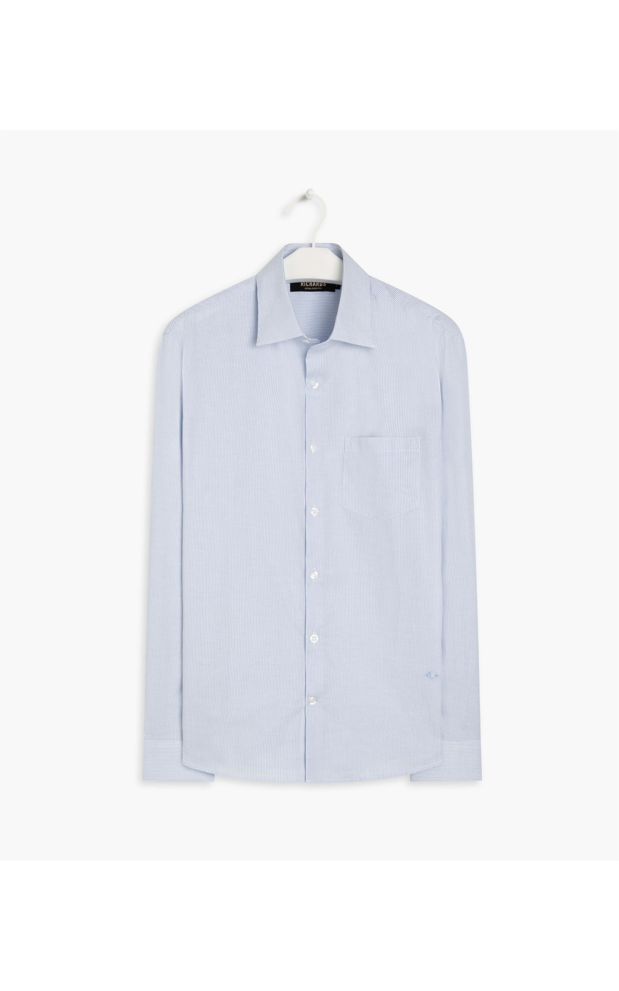 Camisa Vinícius Traveller Ft Listrado Ml Azul Claro