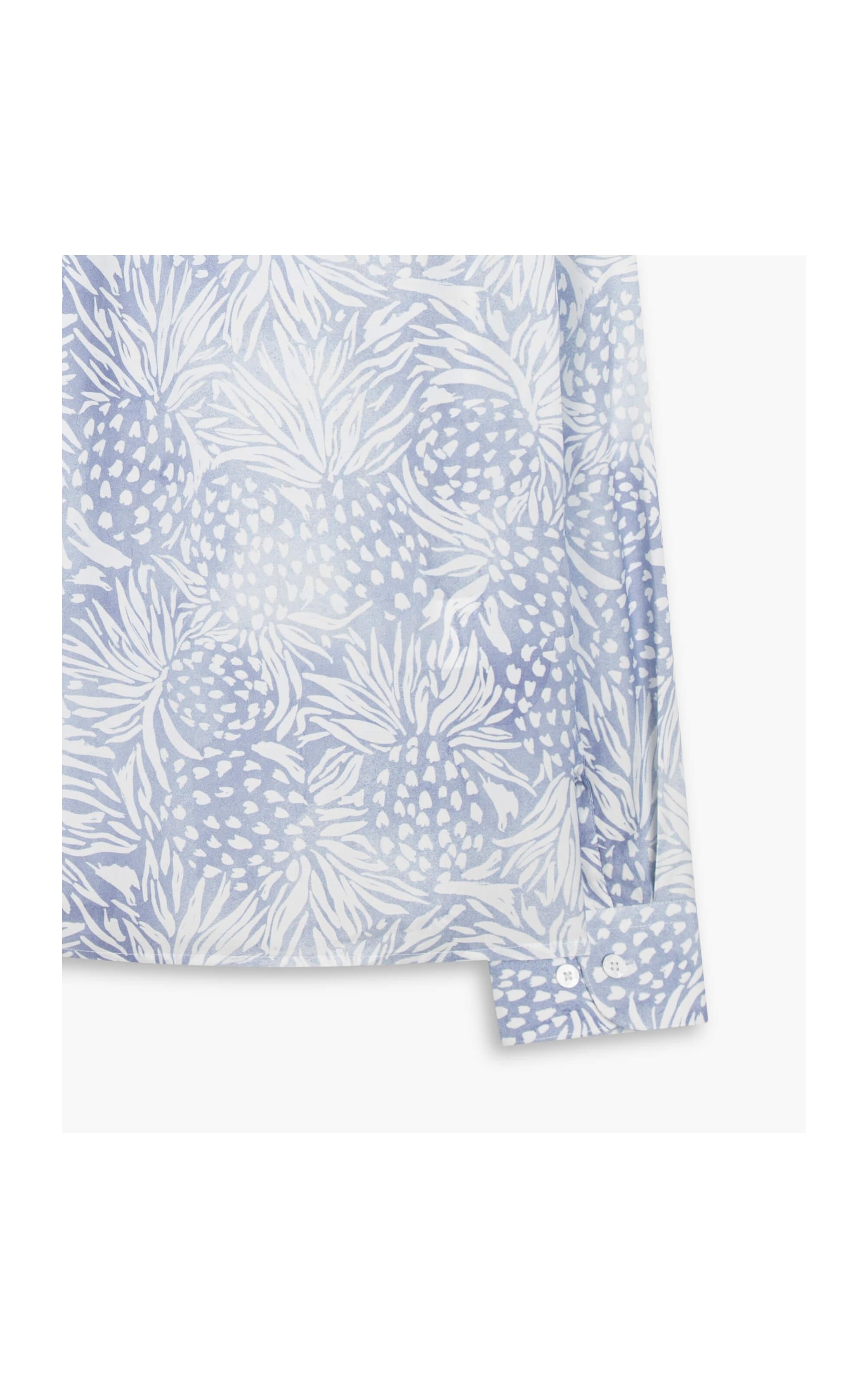 Camisa Viscose Abacaxi Ml Azul Bic