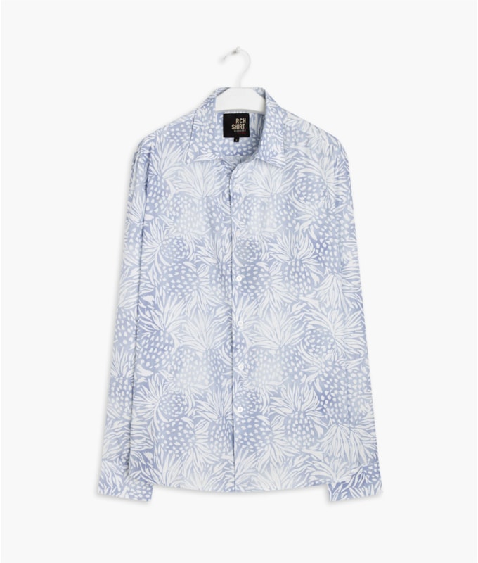 Camisa Viscose Abacaxi Ml Azul Bic