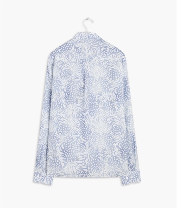 Camisa Viscose Abacaxi Ml Azul Bic