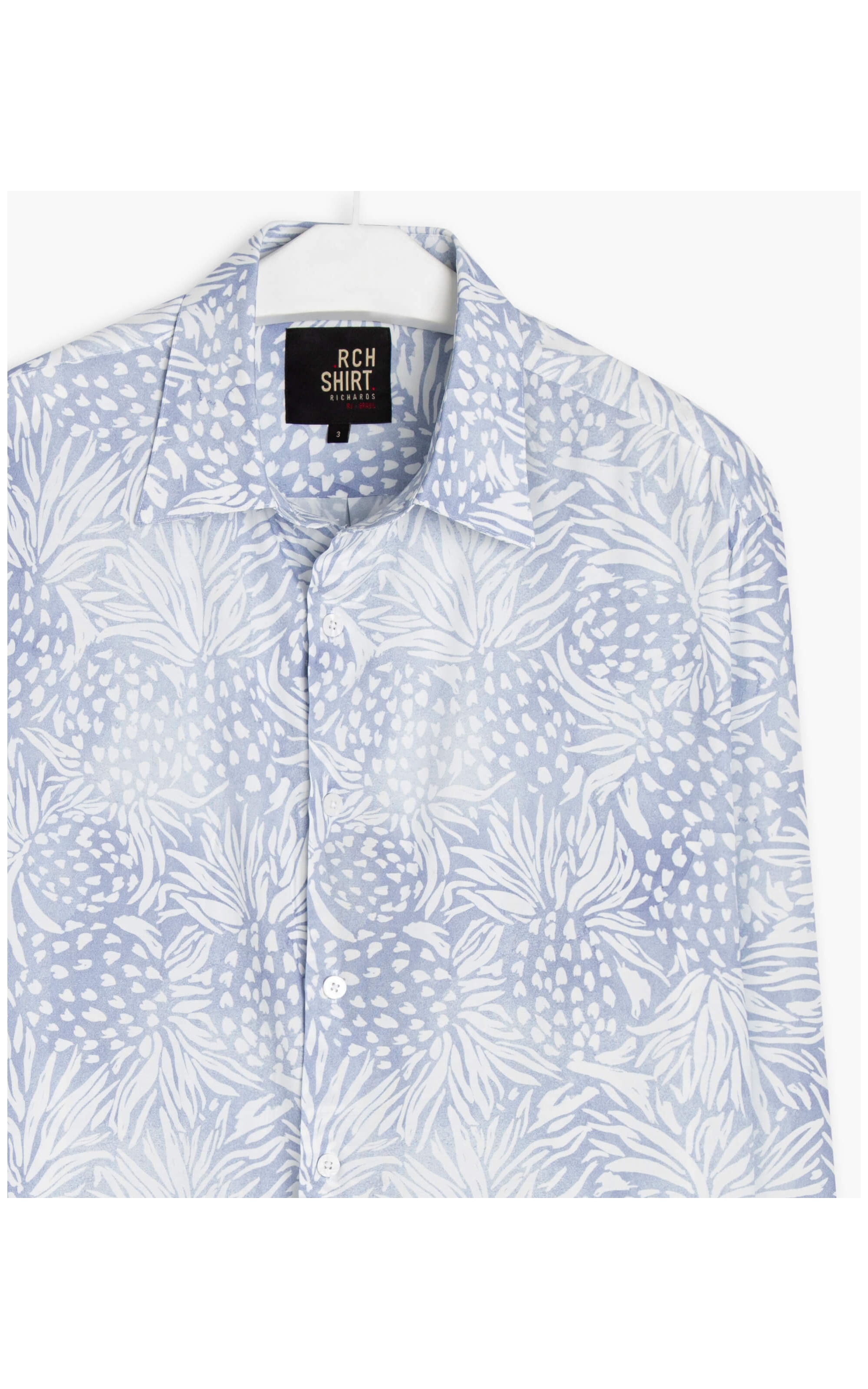 Camisa Viscose Abacaxi Ml Azul Bic