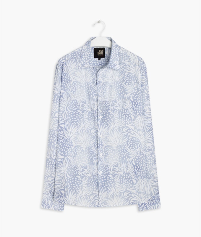 Camisa Viscose Abacaxi Ml Azul Bic