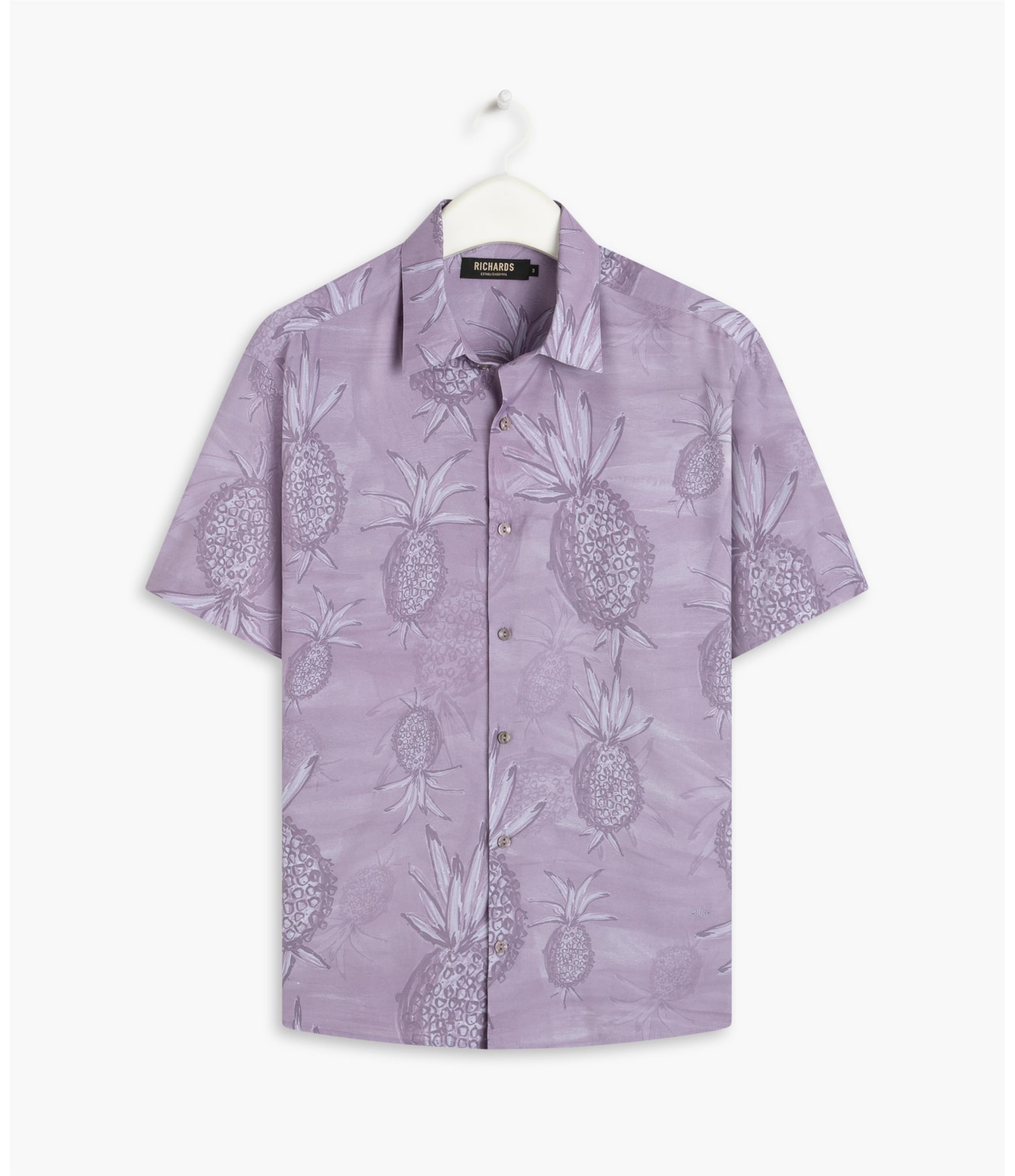 Camisa Viscose Estampada Abacaxis Mc Azul Jeans
