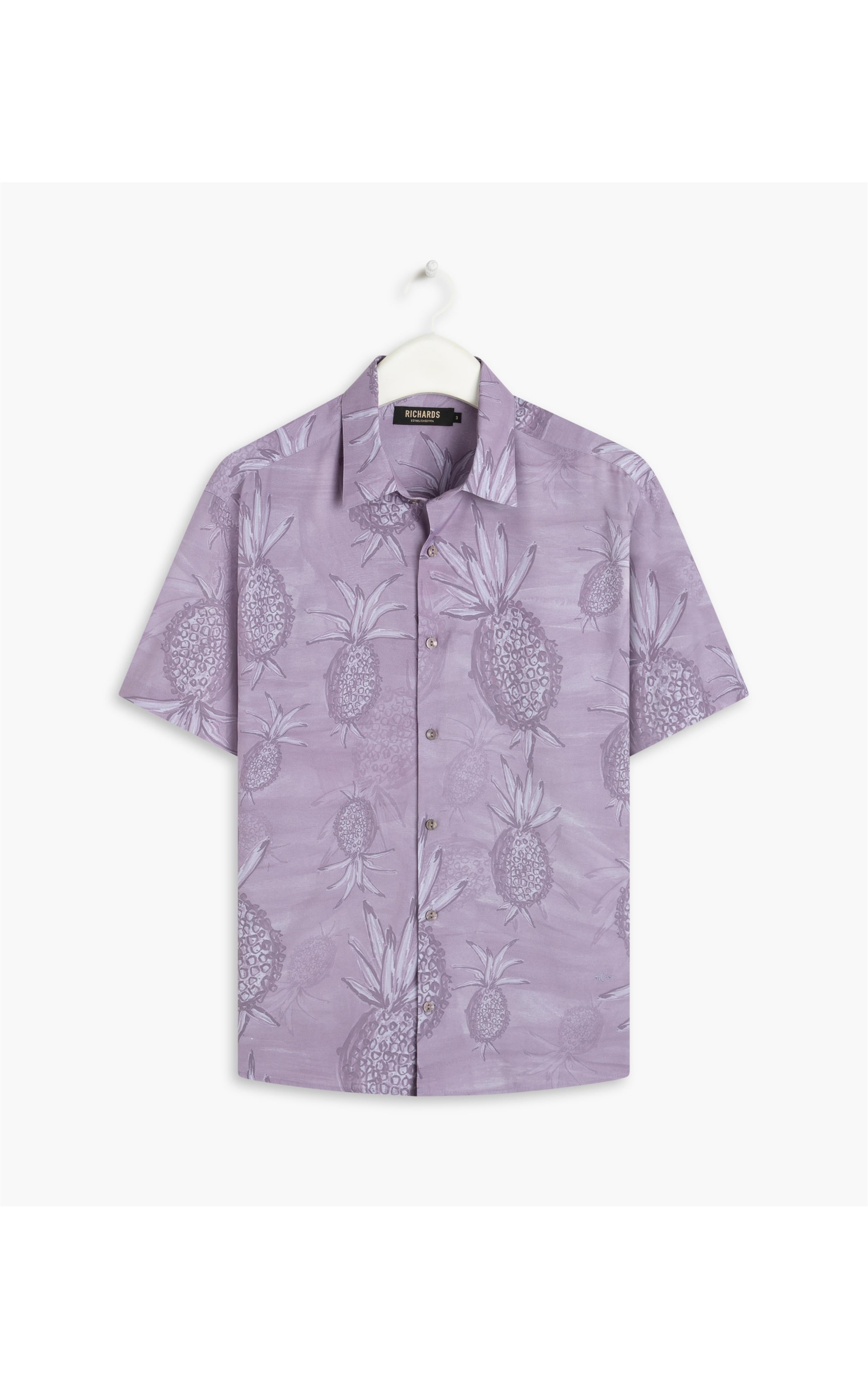 Camisa Viscose Estampada Abacaxis Mc Azul Jeans