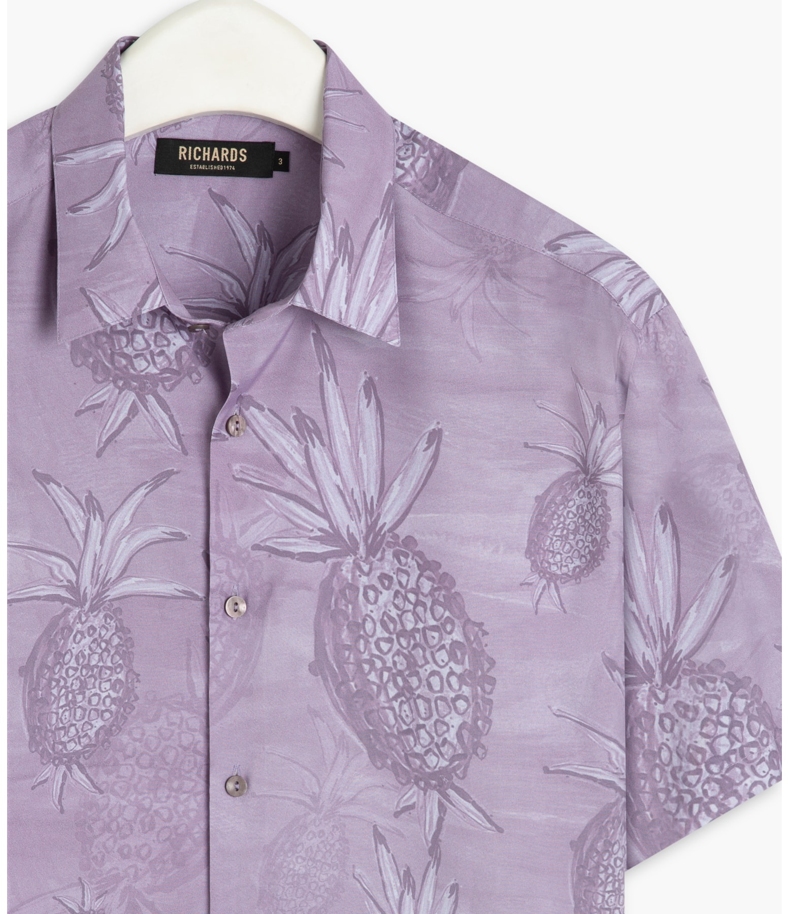 Camisa Viscose Estampada Abacaxis Mc Azul Jeans
