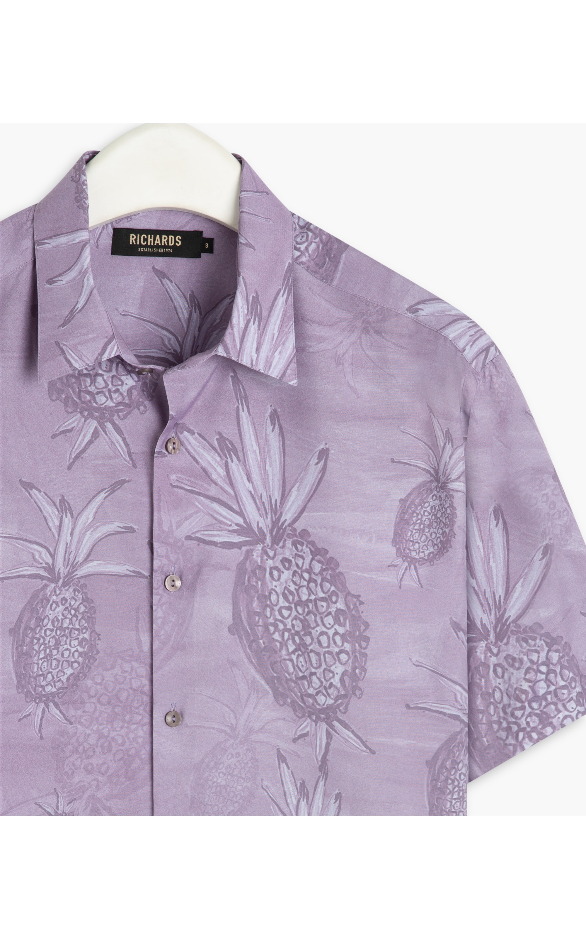 Camisa Viscose Estampada Abacaxis Mc Azul Jeans