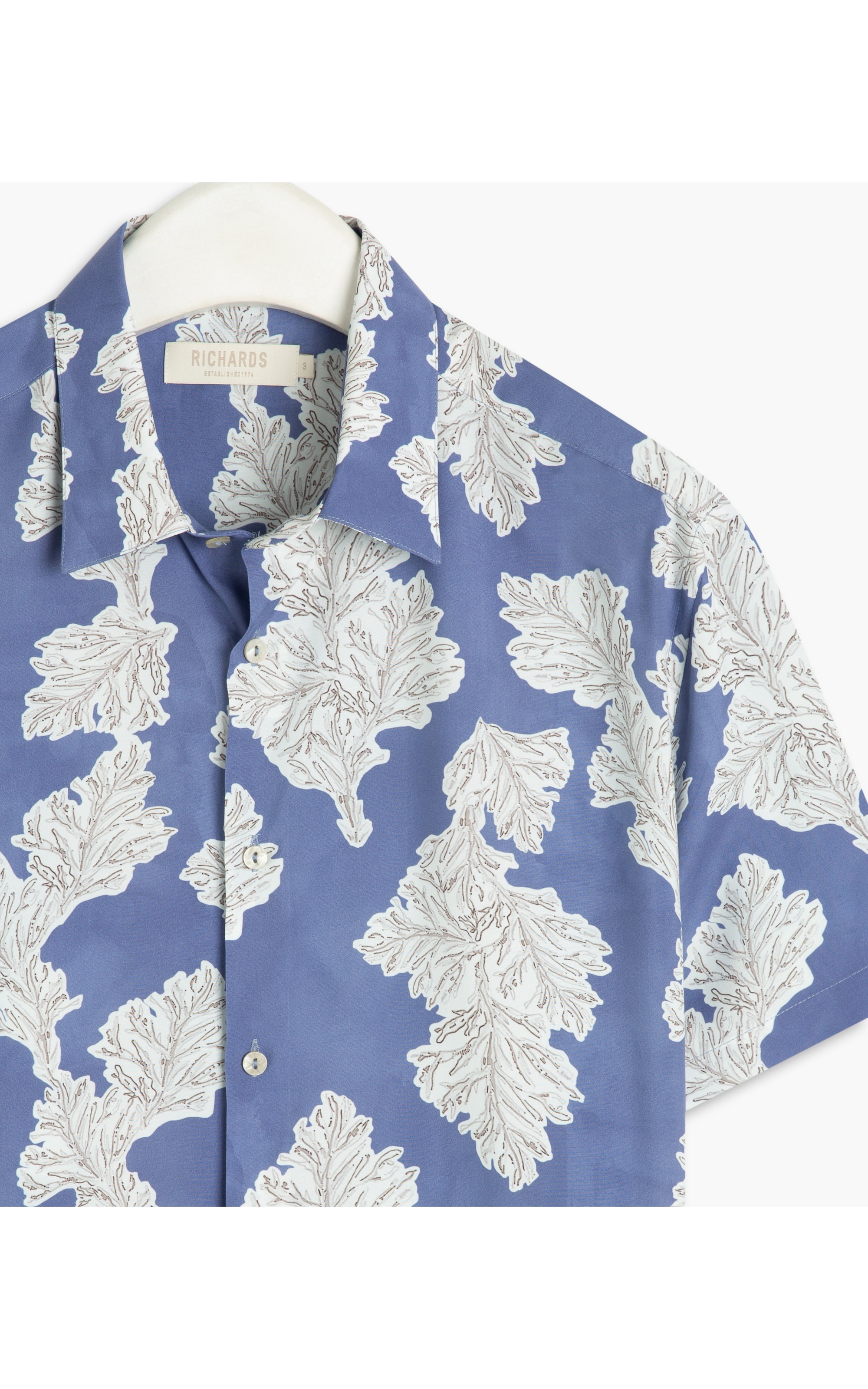 Camisa Viscose Estampada Algas Mc Caqui