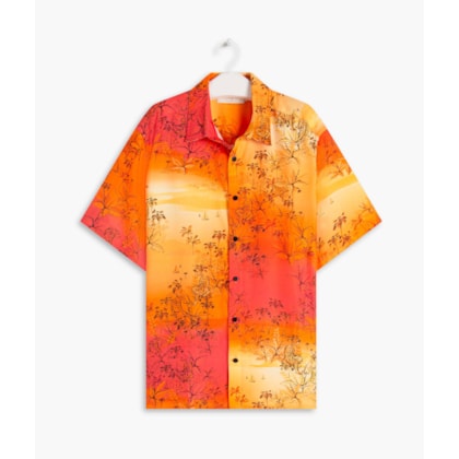 Camisa Viscose Estampada Tiger Mc Laranja