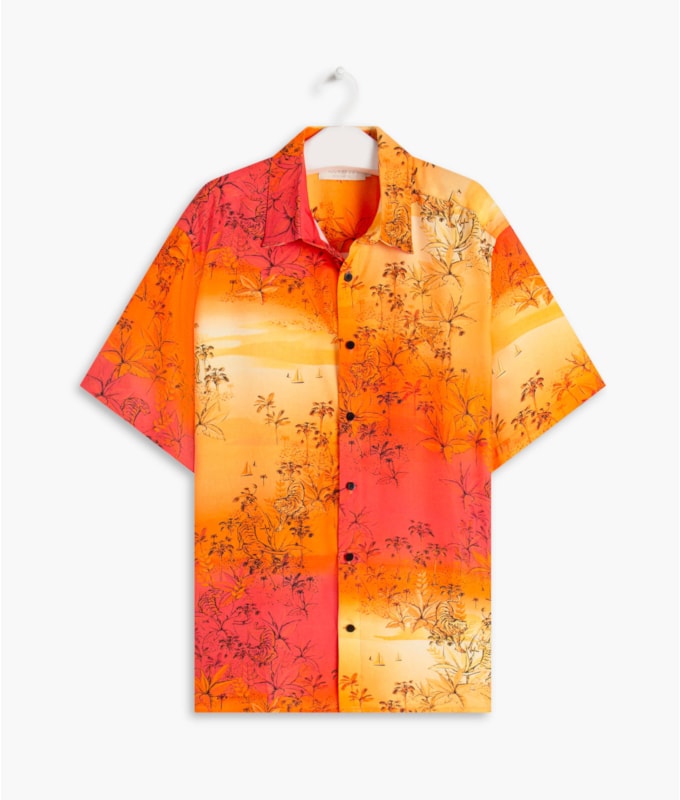 Camisa Viscose Estampada Tiger Mc Laranja