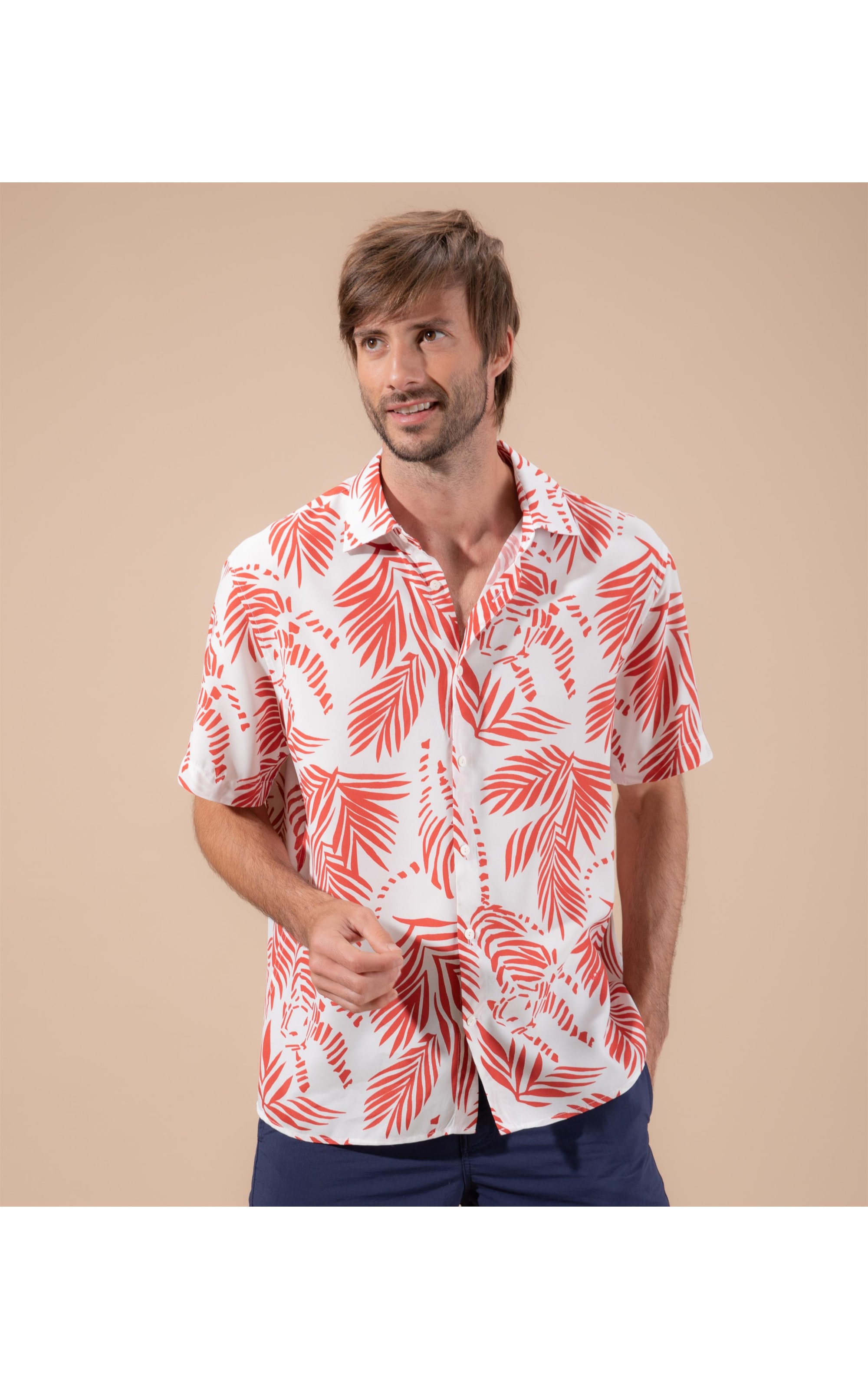 Camisa Viscose Estampada Tigre Mc Vermelho