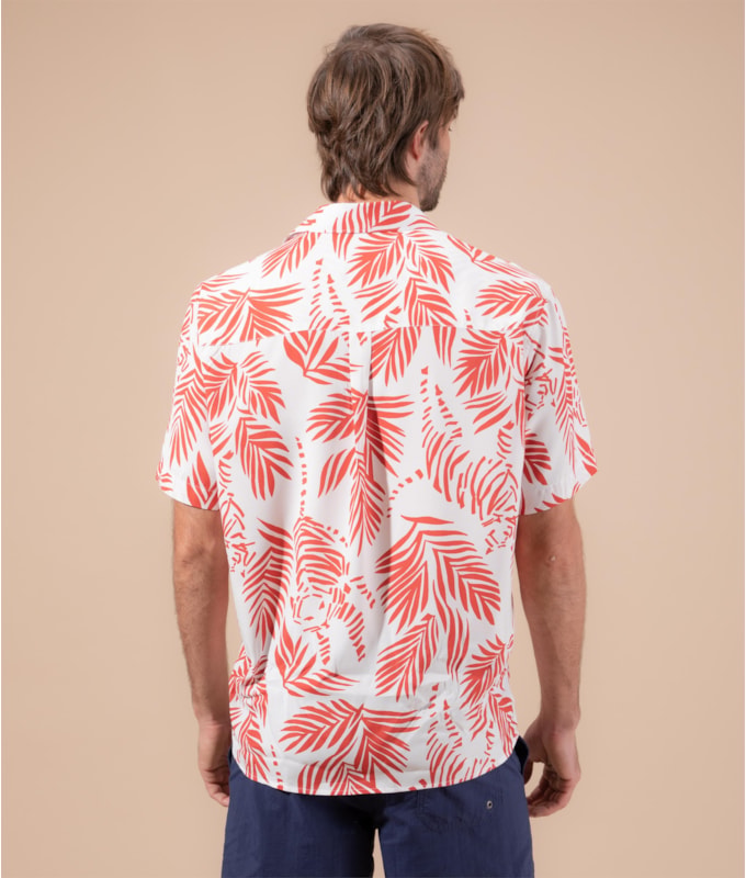 Camisa Viscose Estampada Tigre Mc Vermelho