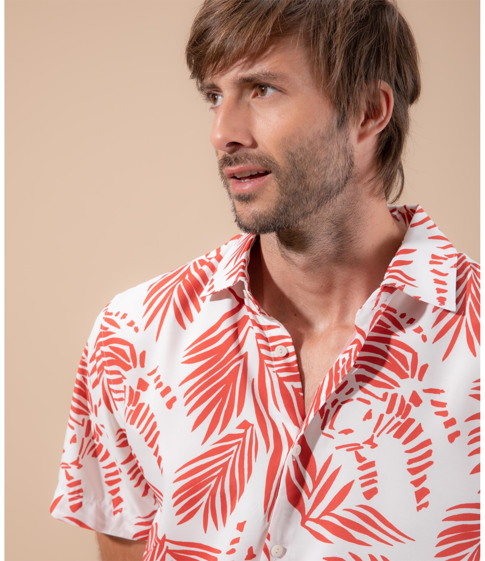 Camisa Viscose Estampada Tigre Mc Vermelho