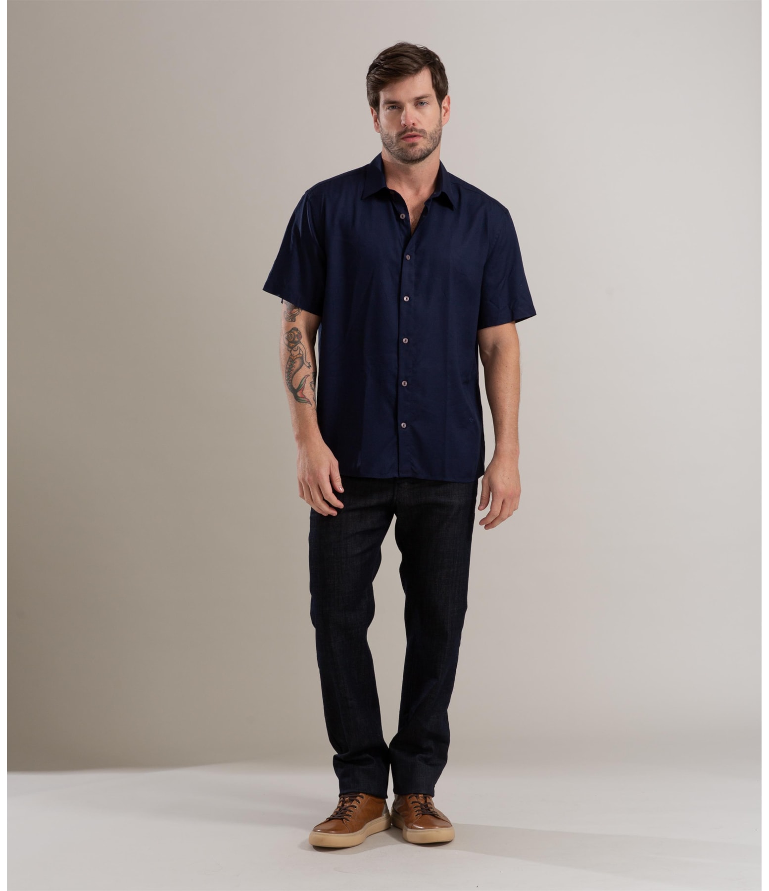 Camisa Viscose Lisa Lucas Mc Dark Navy