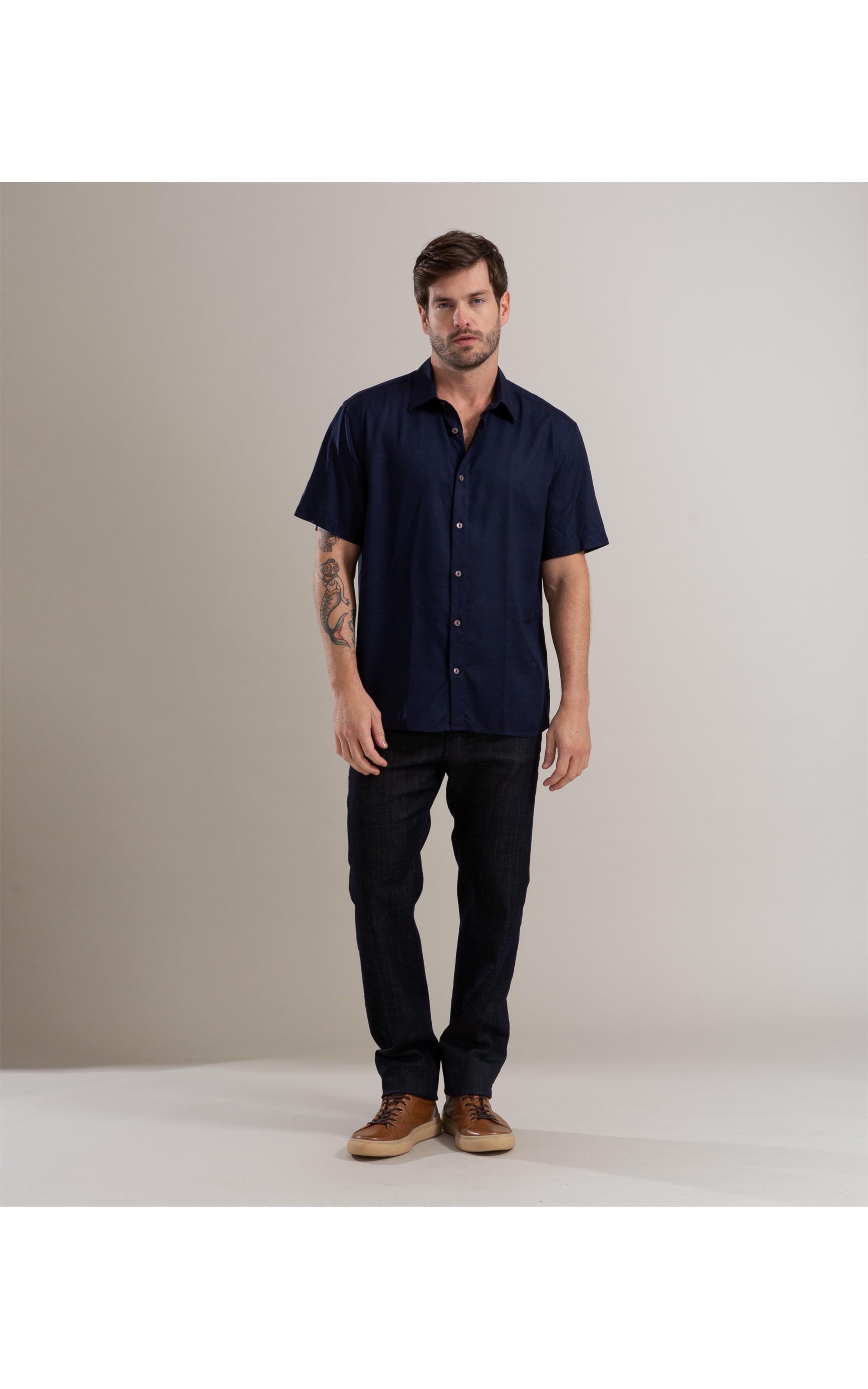 Camisa Viscose Lisa Lucas Mc Dark Navy