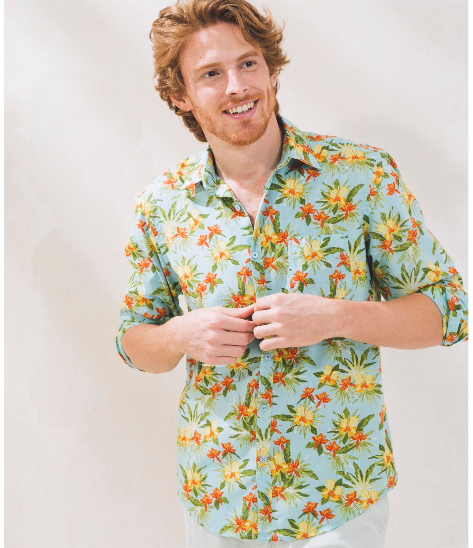 Camisa Voile Estampada Ml Verde