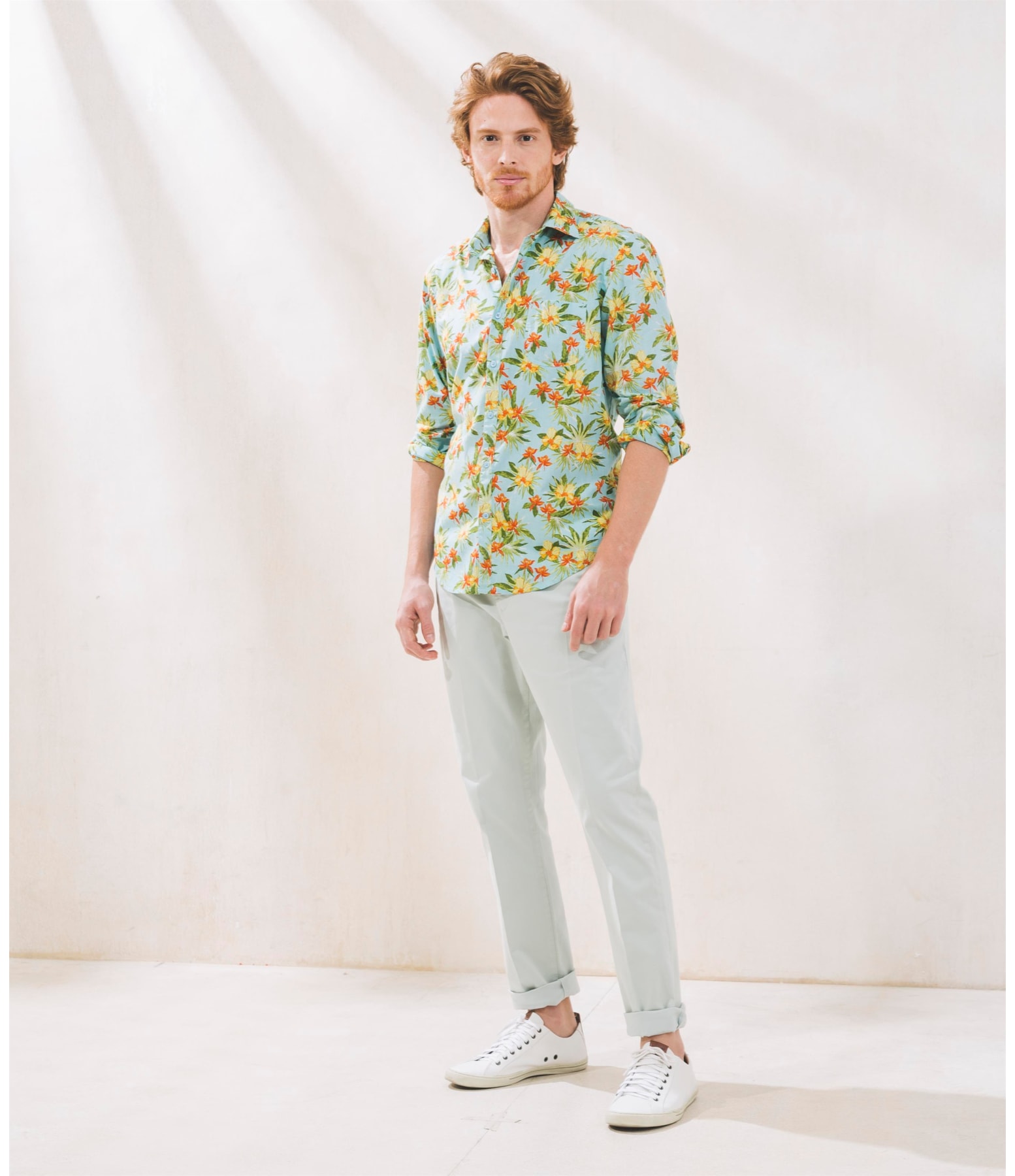 Camisa Voile Estampada Ml Verde