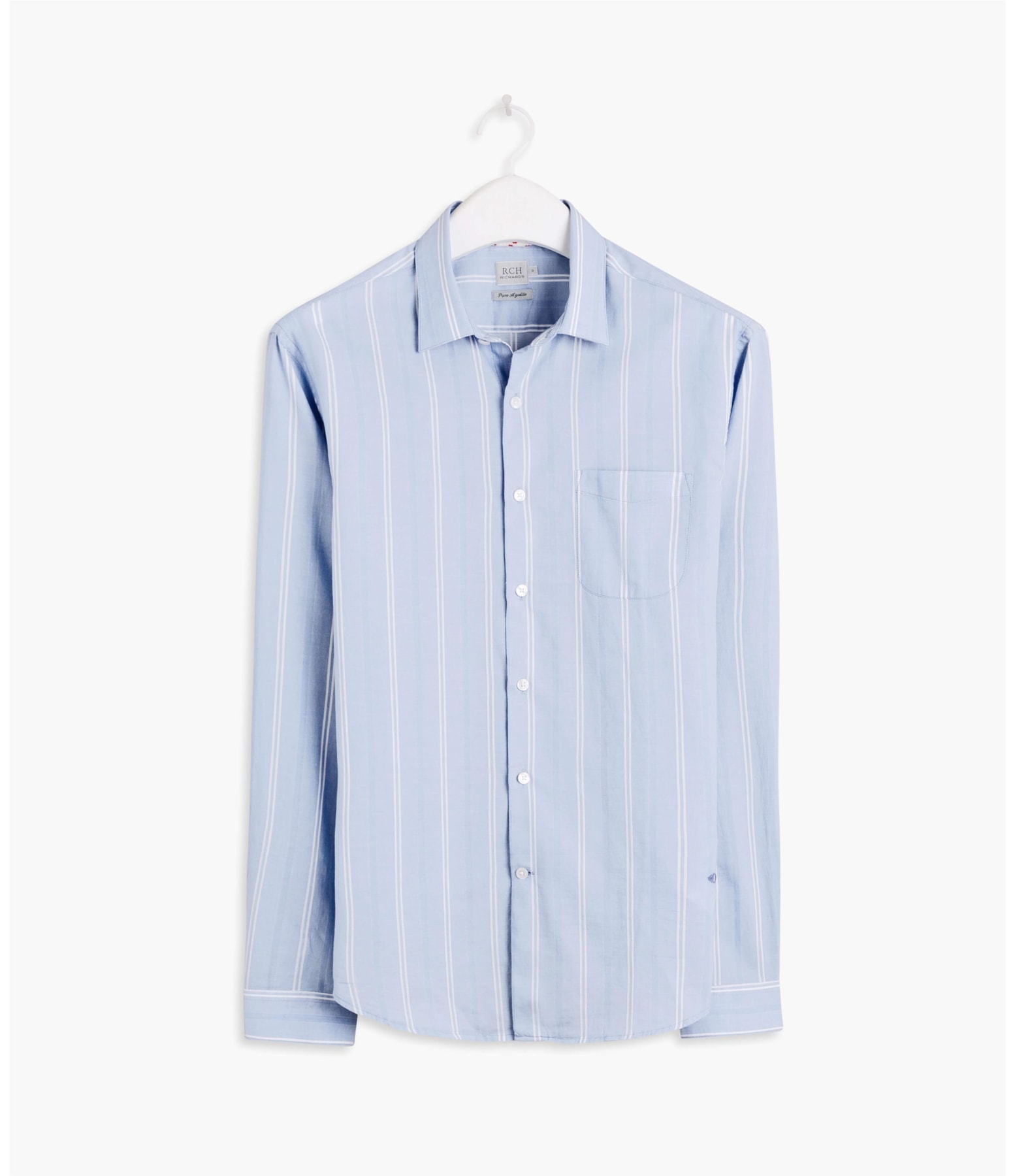 Camisa Voile Listrada Ml Azul Claro