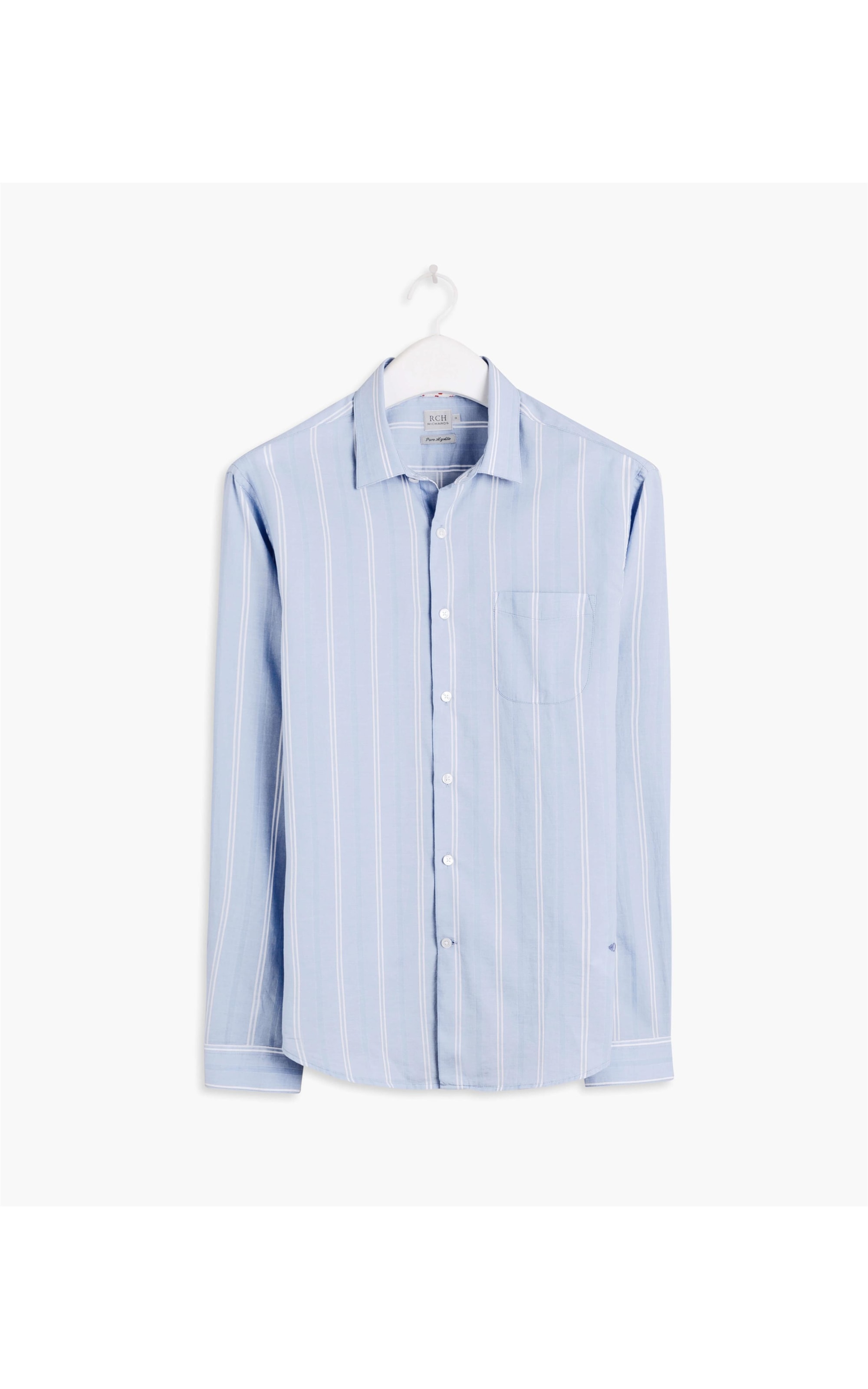 Camisa Voile Listrada Ml Azul Claro