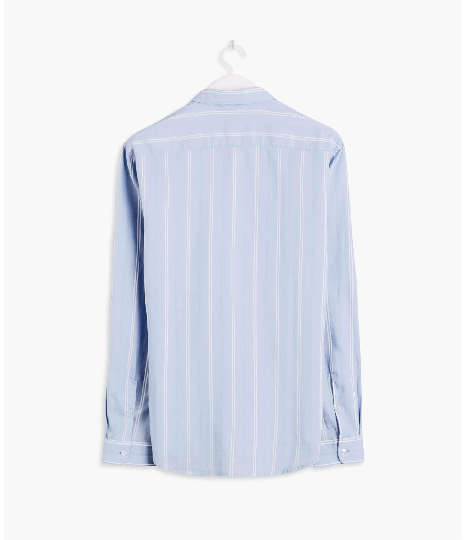 Camisa Voile Listrada Ml Azul Claro