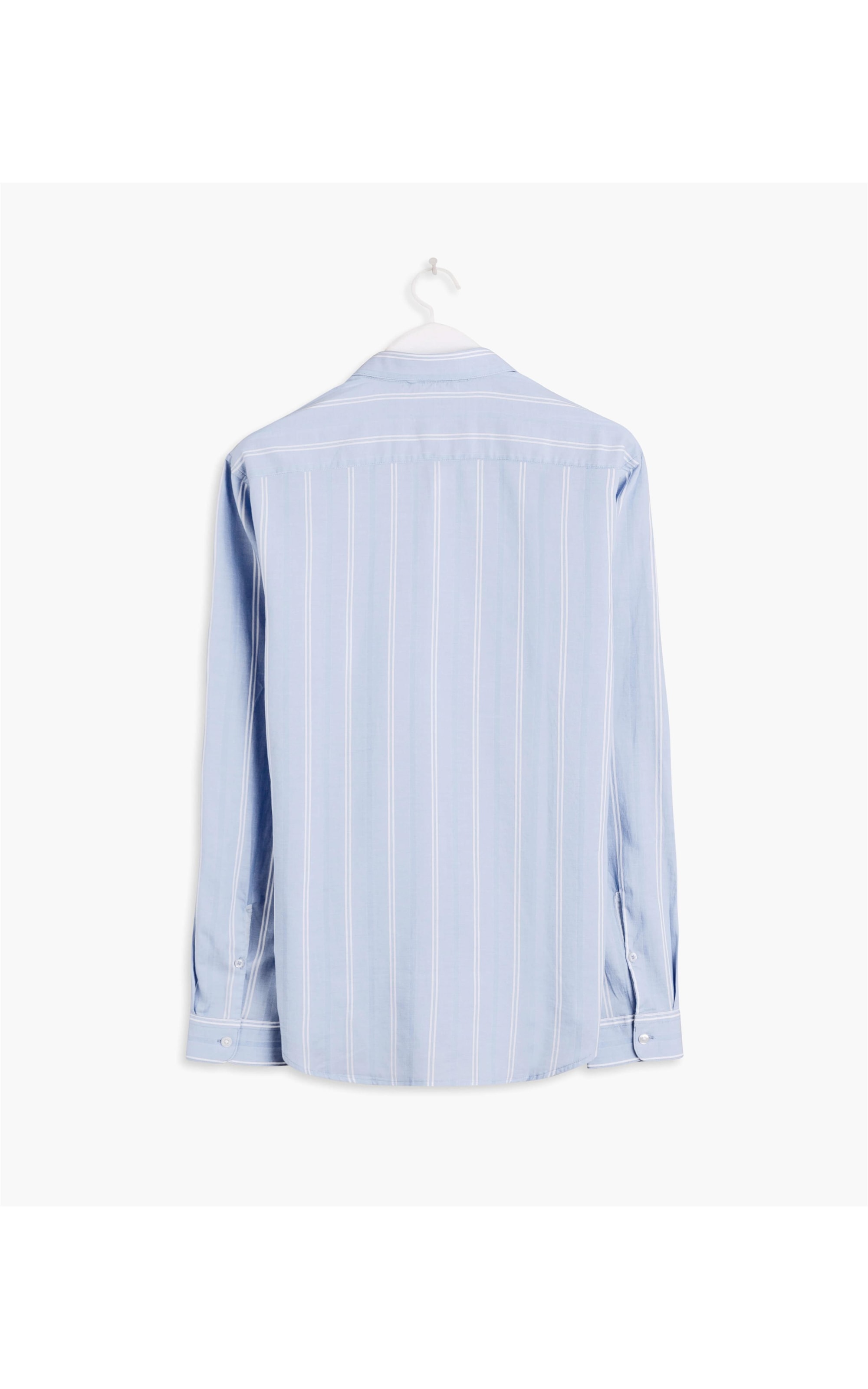 Camisa Voile Listrada Ml Azul Claro