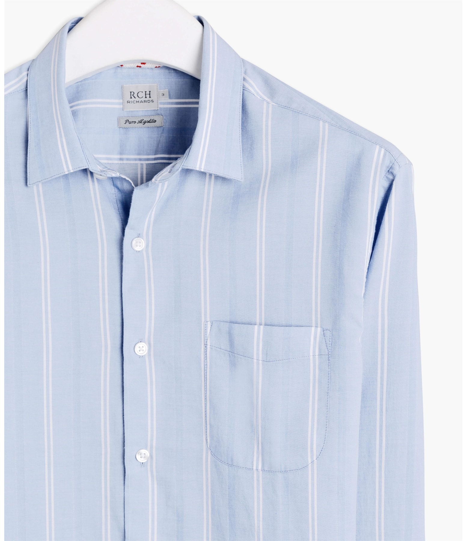 Camisa Voile Listrada Ml Azul Claro