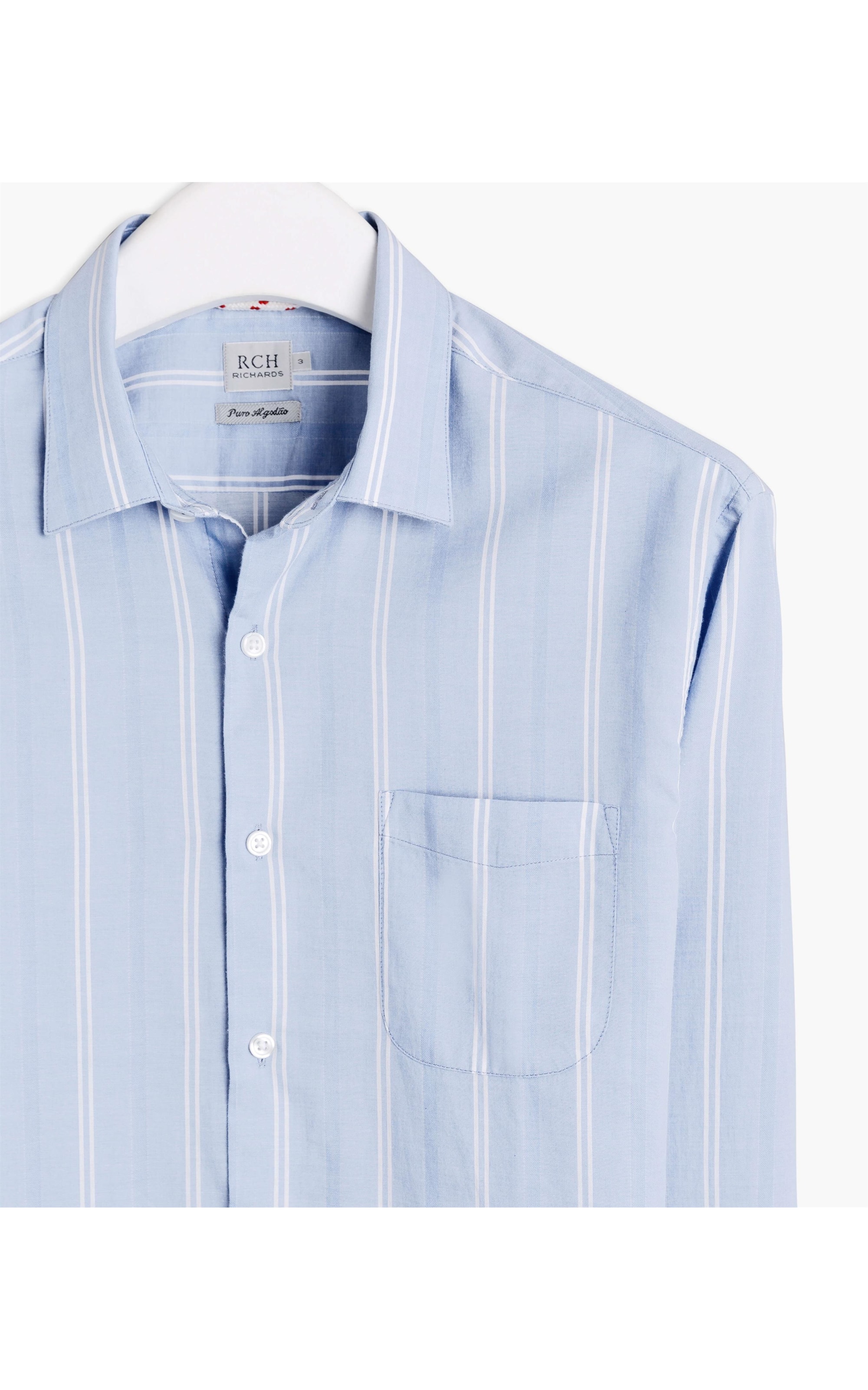 Camisa Voile Listrada Ml Azul Claro