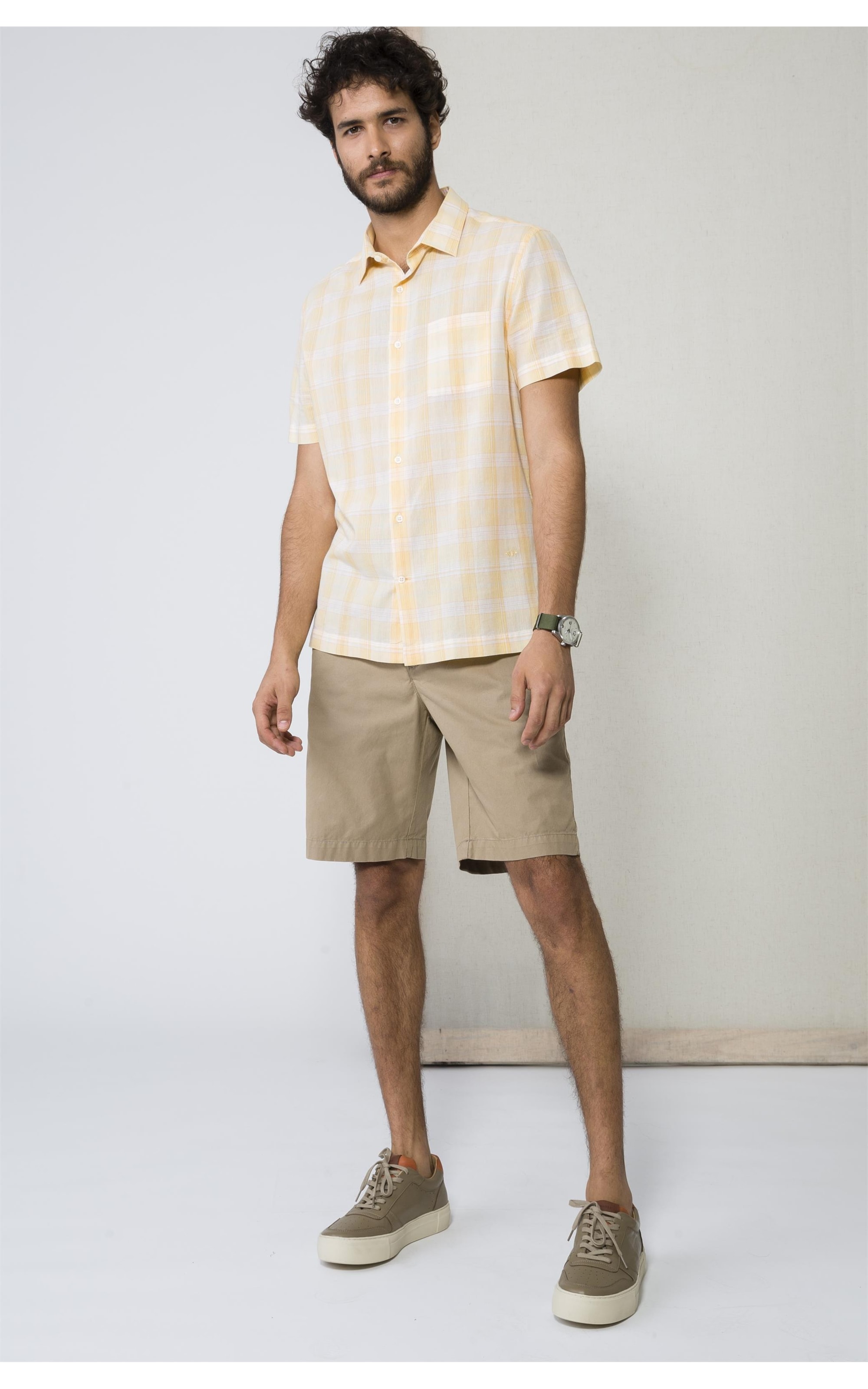 Camisa Voile Tartan Mc Amarelo