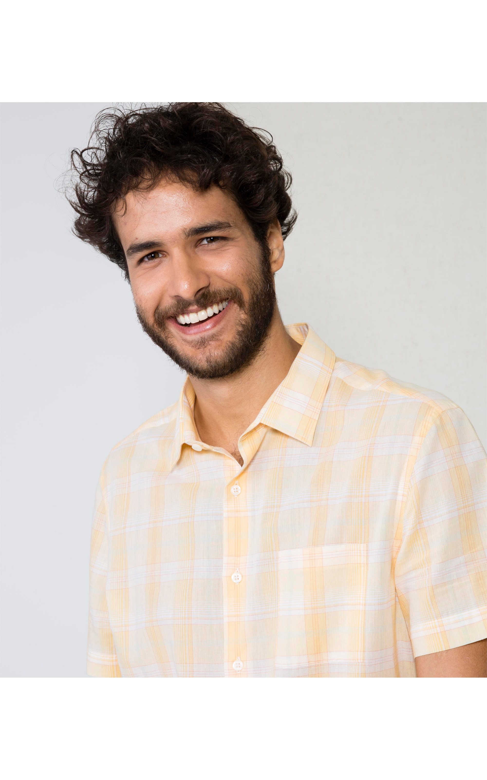 Camisa Voile Tartan Mc Amarelo