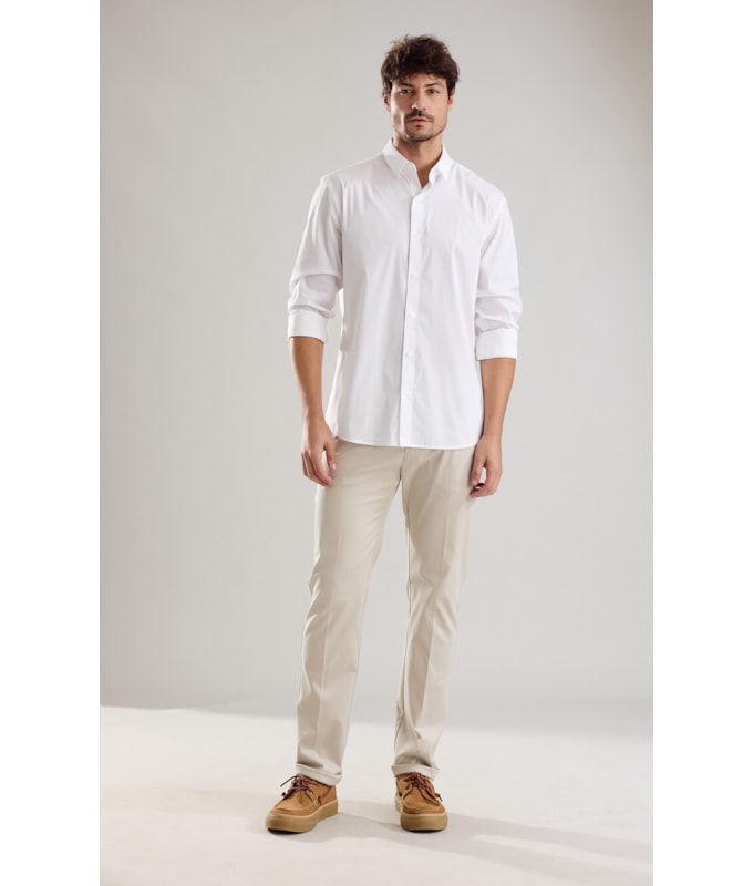 Camisa Wrinckled Cotton Ml Branco