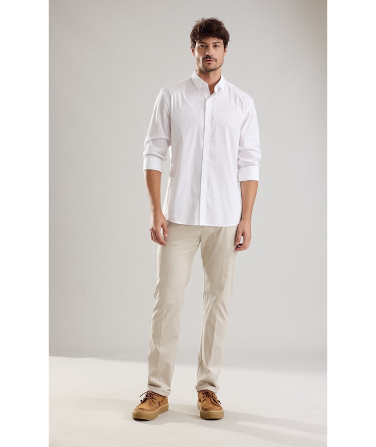 Camisa Wrinckled Cotton Ml Branco
