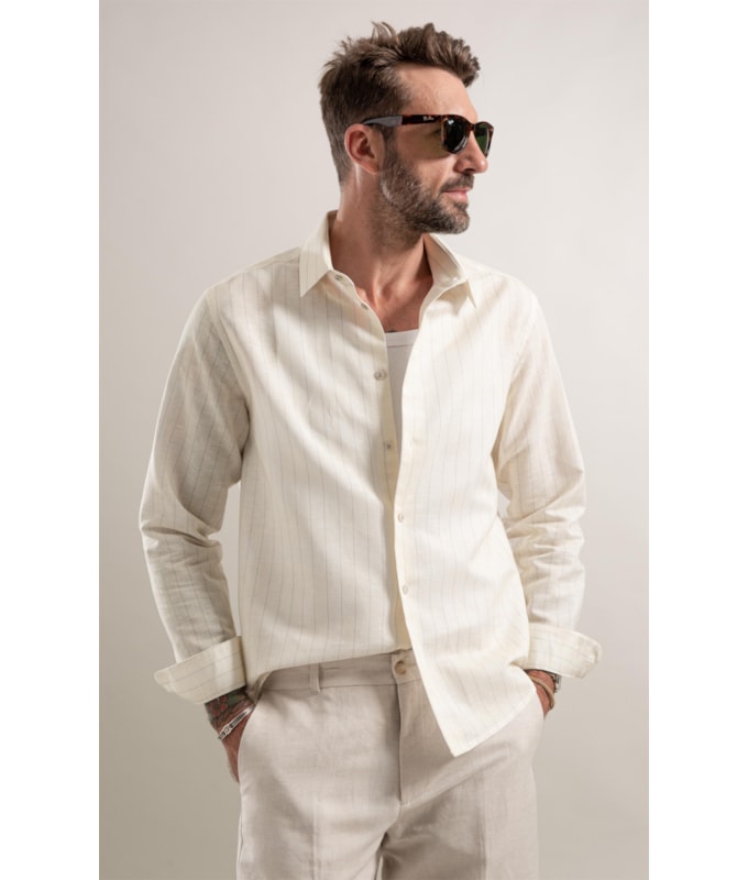 Camisa Zproto Linho Amarelo Claro
