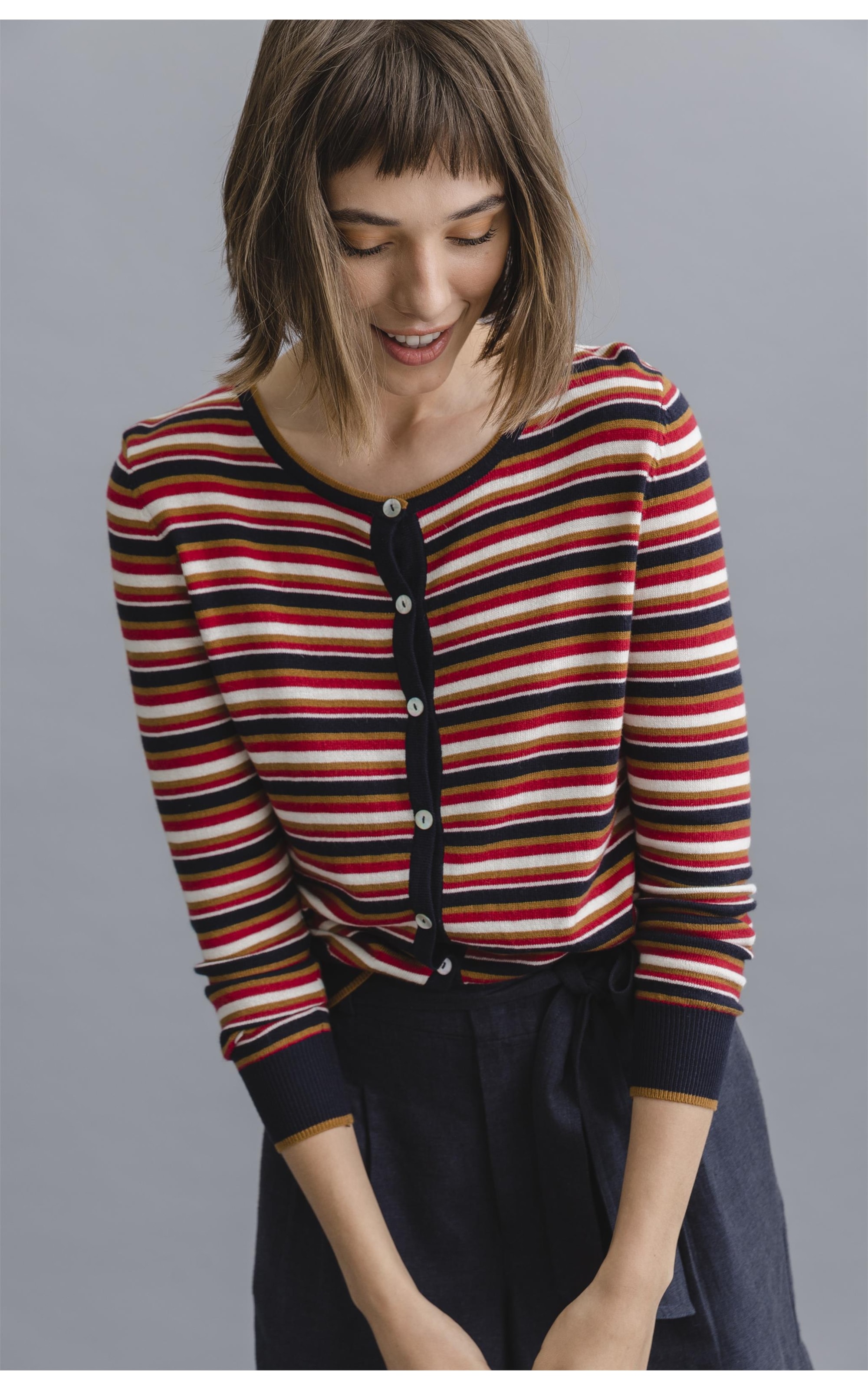 Cardigan Julie Listrado Off Black