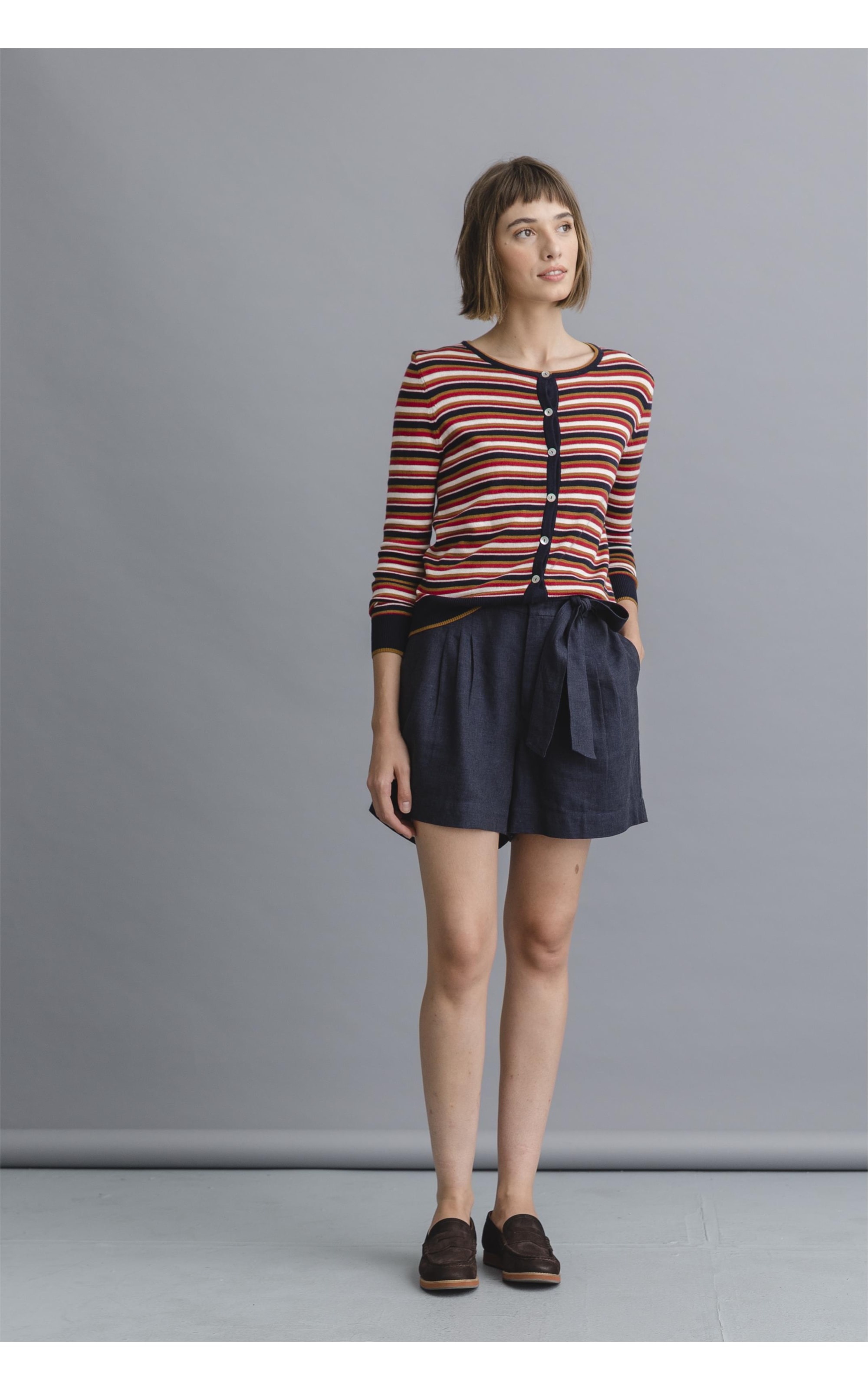 Cardigan Julie Listrado Off Black