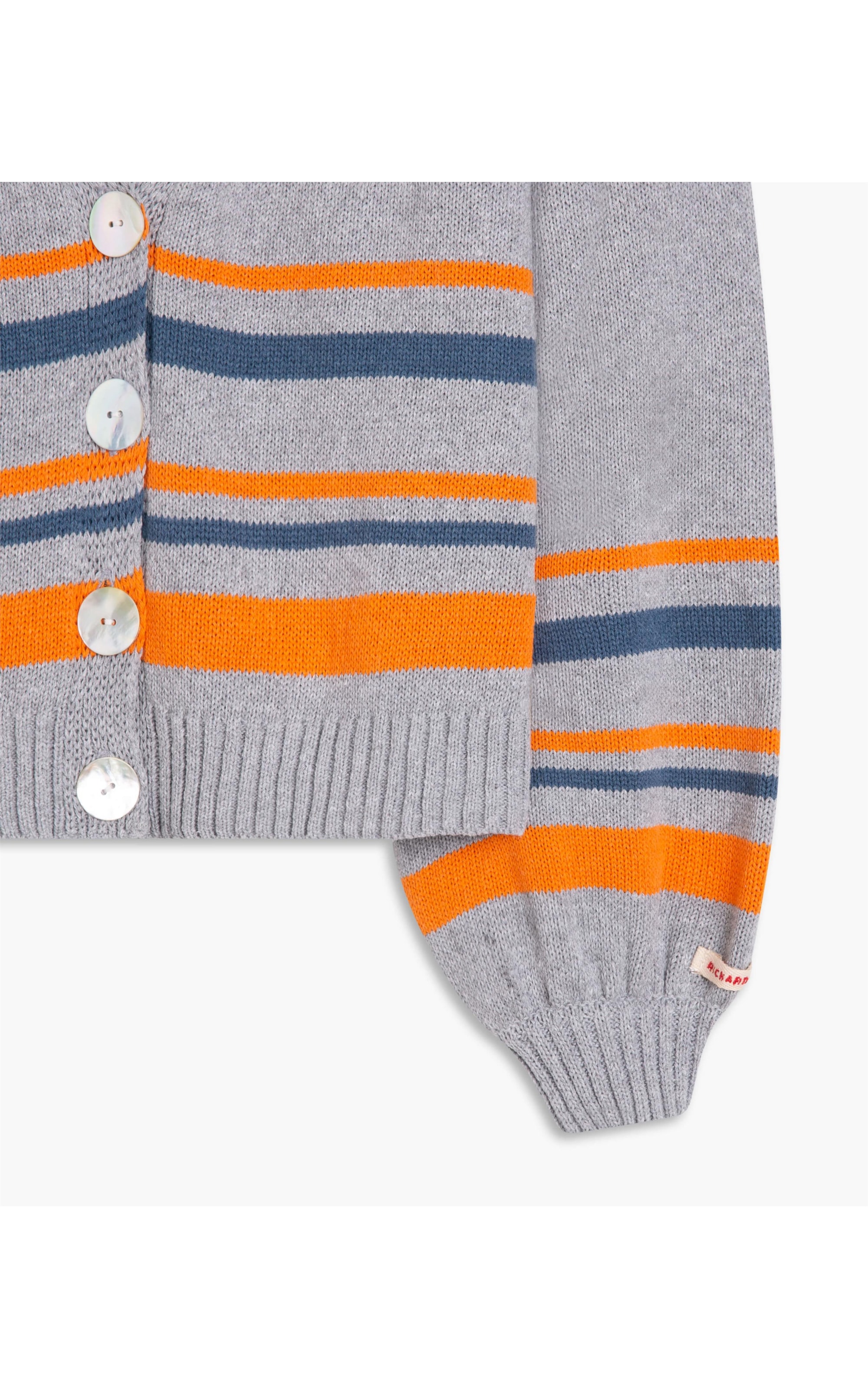 Cardigan Turim Listrado Cinza Mescla