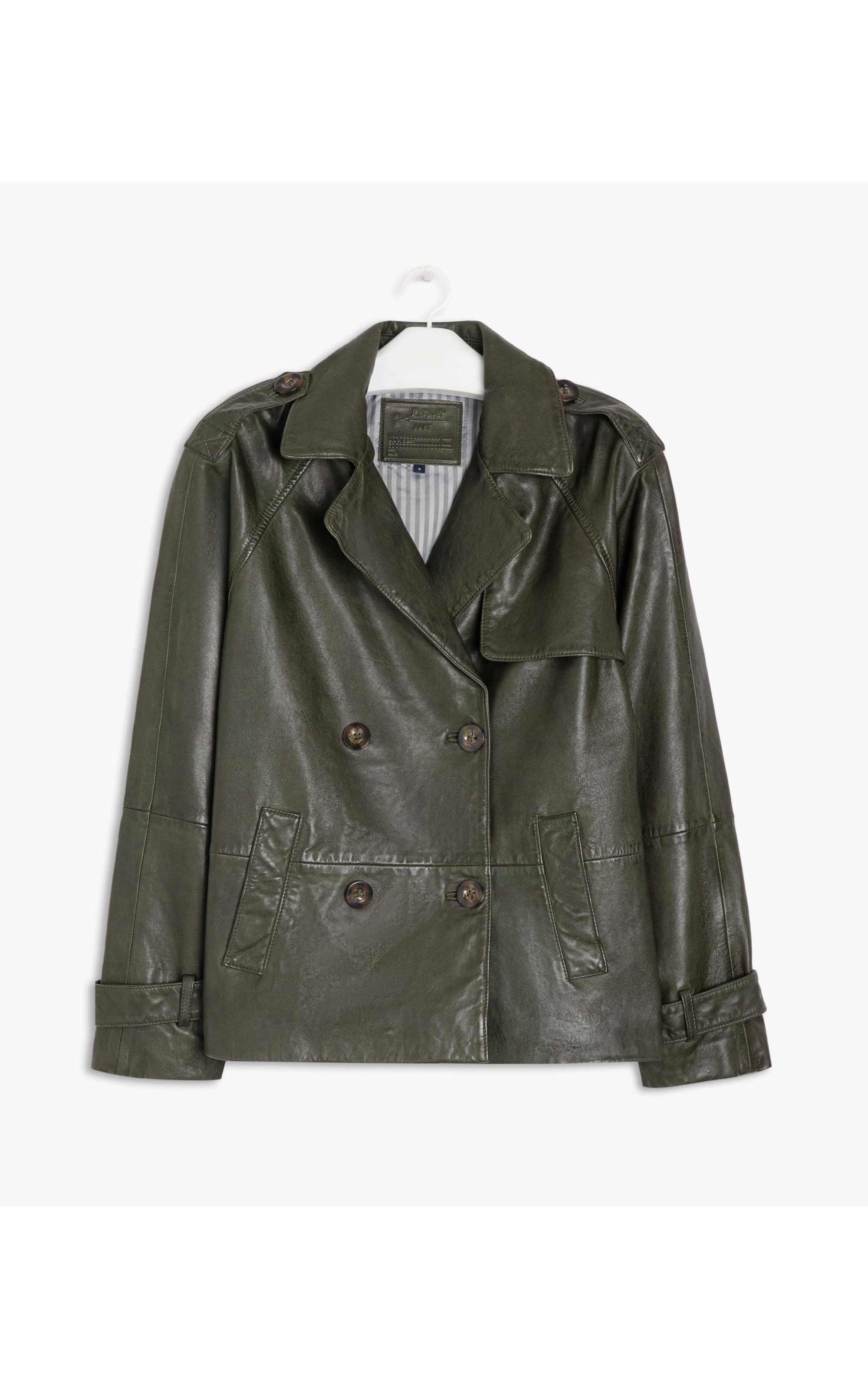 Casaco Boxy Leather Musgo