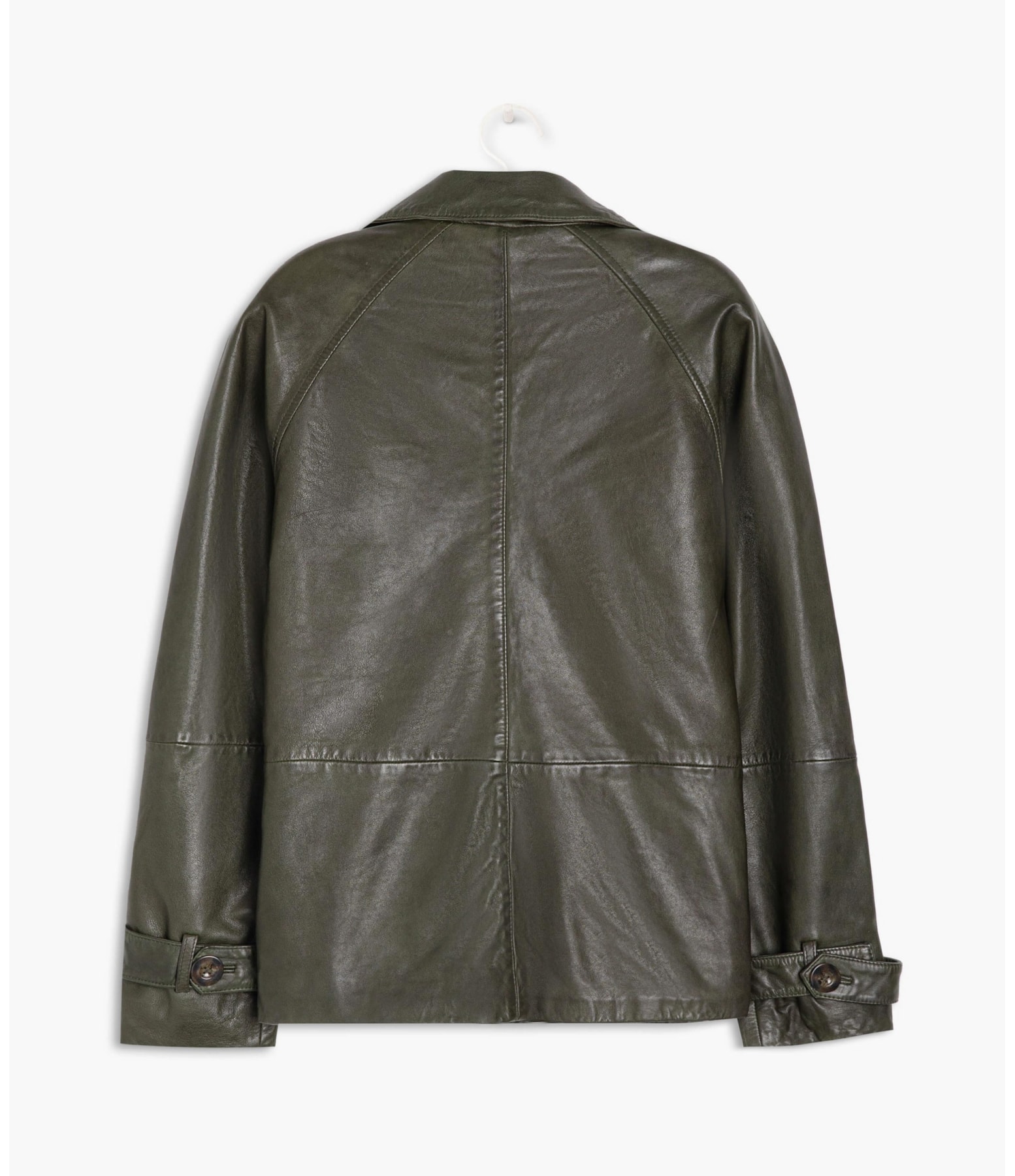 Casaco Boxy Leather Musgo